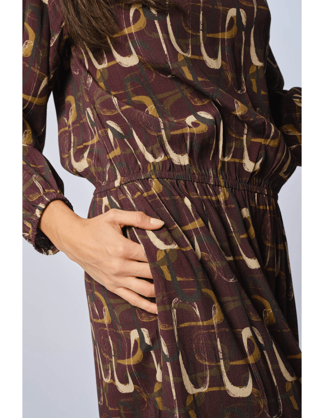 Abito elastico vita fantasia con polsino - MADAME VENICE - FW24 - A05 - LOLY PRINT - PRUNE - XS