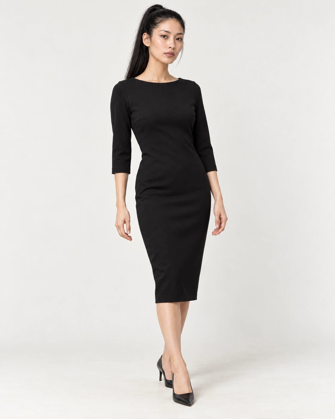 Abito lungo nero, vista frontale - MADAME VENICE - FW26 - ANASTASIA - PUNTO MILANO #Colore_Nero