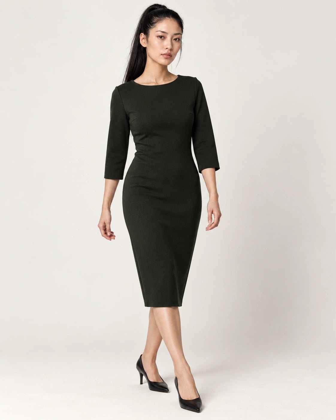 Abito lungo verde, vista frontale - MADAME VENICE - FW26 - ANASTASIA - PUNTO MILANO #Colore_Verde