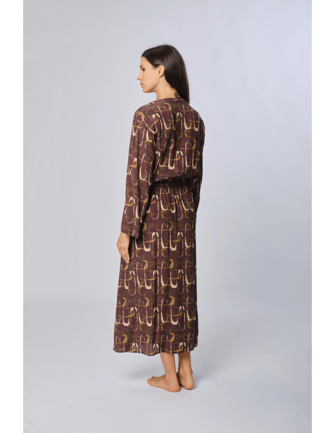 Abito lungo fantasia manica larga - MADAME VENICE - FW24 - A03 - LOLY PRINT - GREY - XS