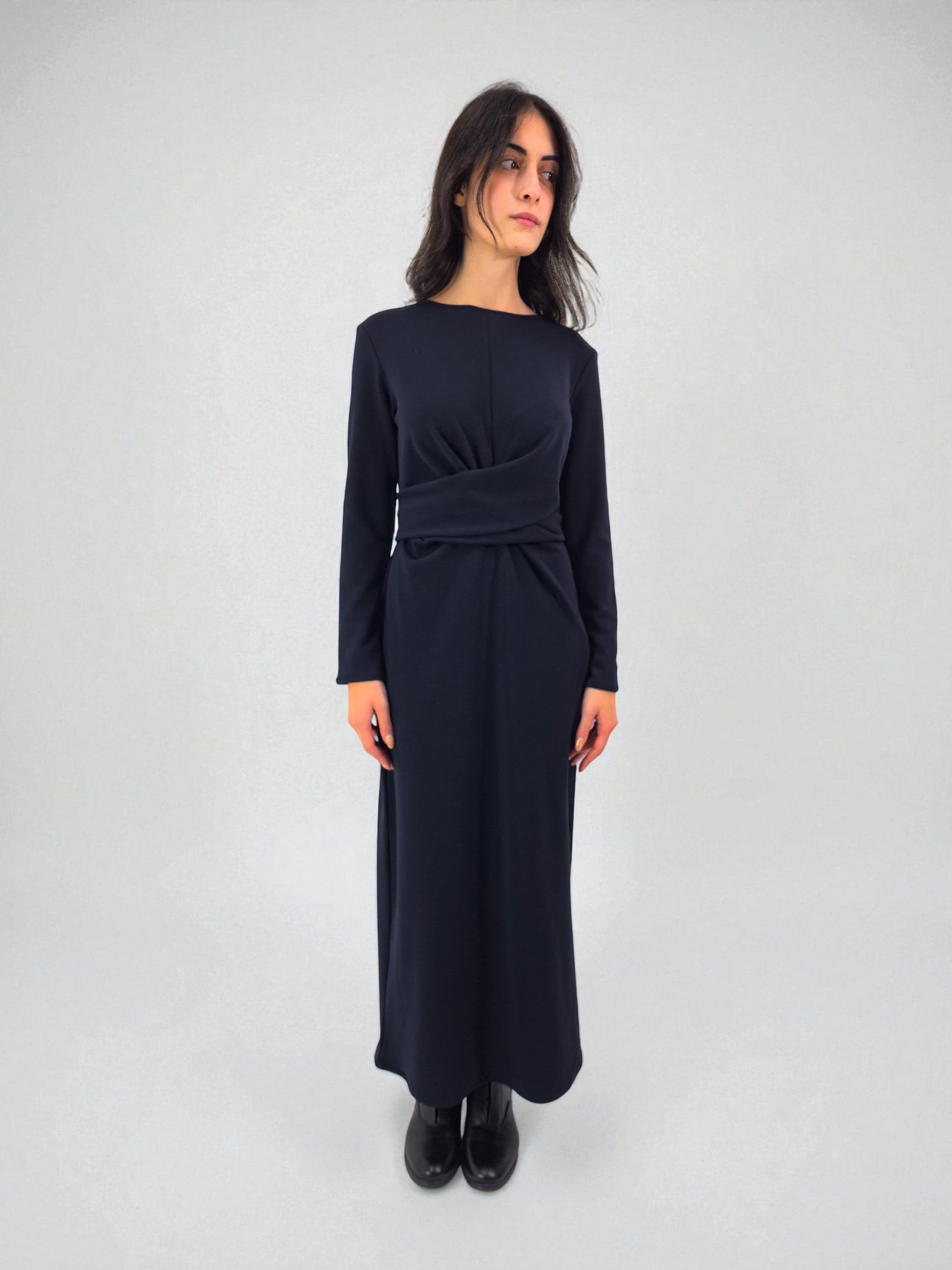 Abito lungo intrecciato - MADAME VENICE - FW25 - ANGELA - JERSEY TECNICO - BLACK - XS