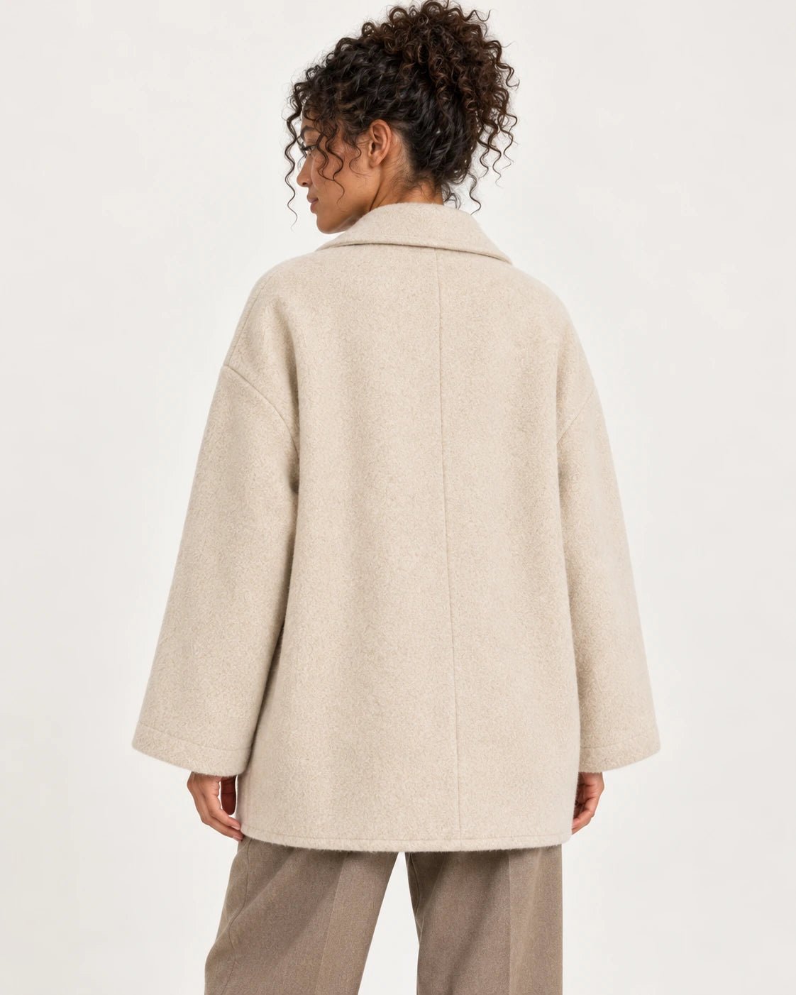 Caban naturale, vista posteriore - MADAME VENICE - FW25 - GISELLE - SOFT WOOL #Colore_Natural