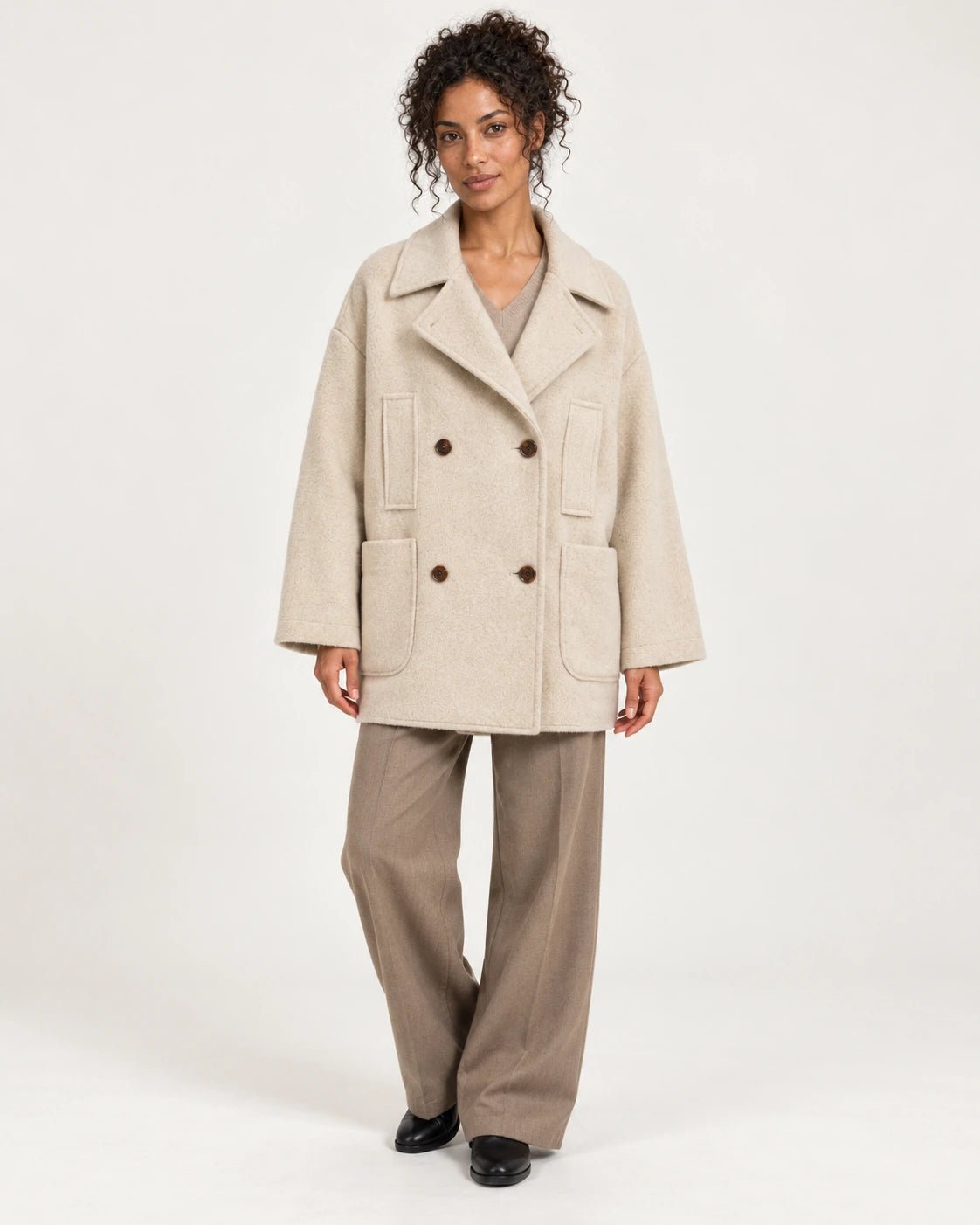 Caban naturale, vista frontale - MADAME VENICE - FW25 - GISELLE - SOFT WOOL #Colore_Natural