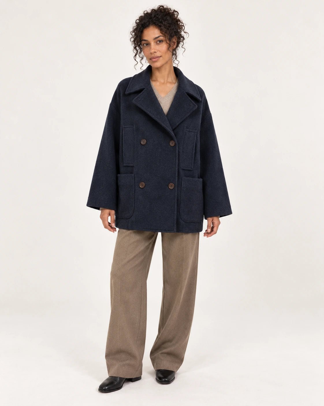 Caban blu, vista frontale - MADAME VENICE - FW25 - GISELLE - SOFT WOOL #Colore_Blue