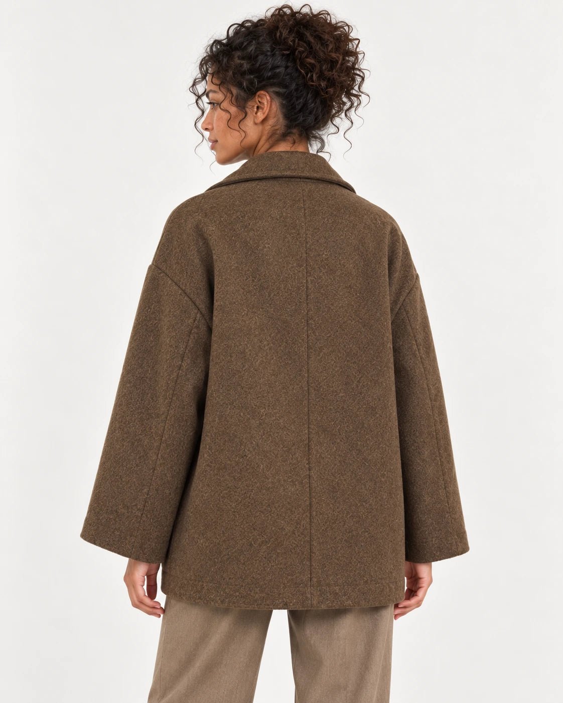 Caban marrone, vista posteriore - MADAME VENICE - FW25 - GISELLE - SOFT WOOL #Colore_Brown