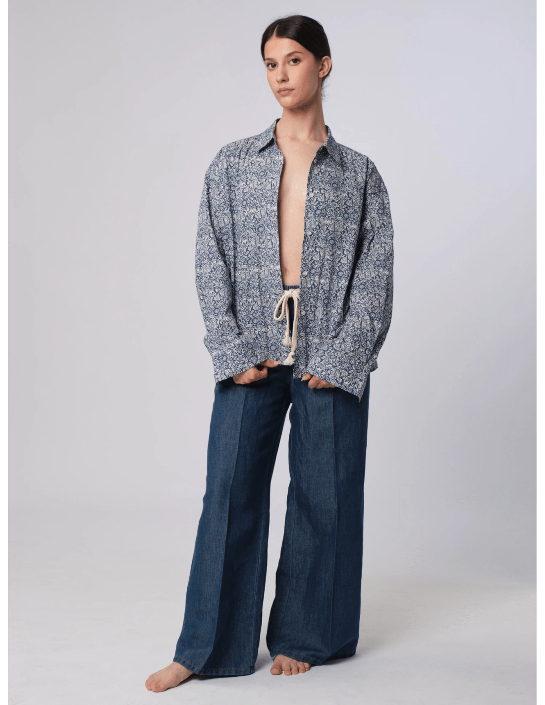 Camicia - MADAME VENICE - SS25 - CAROLA - POPELINE FIORELLINI - BLU - XS