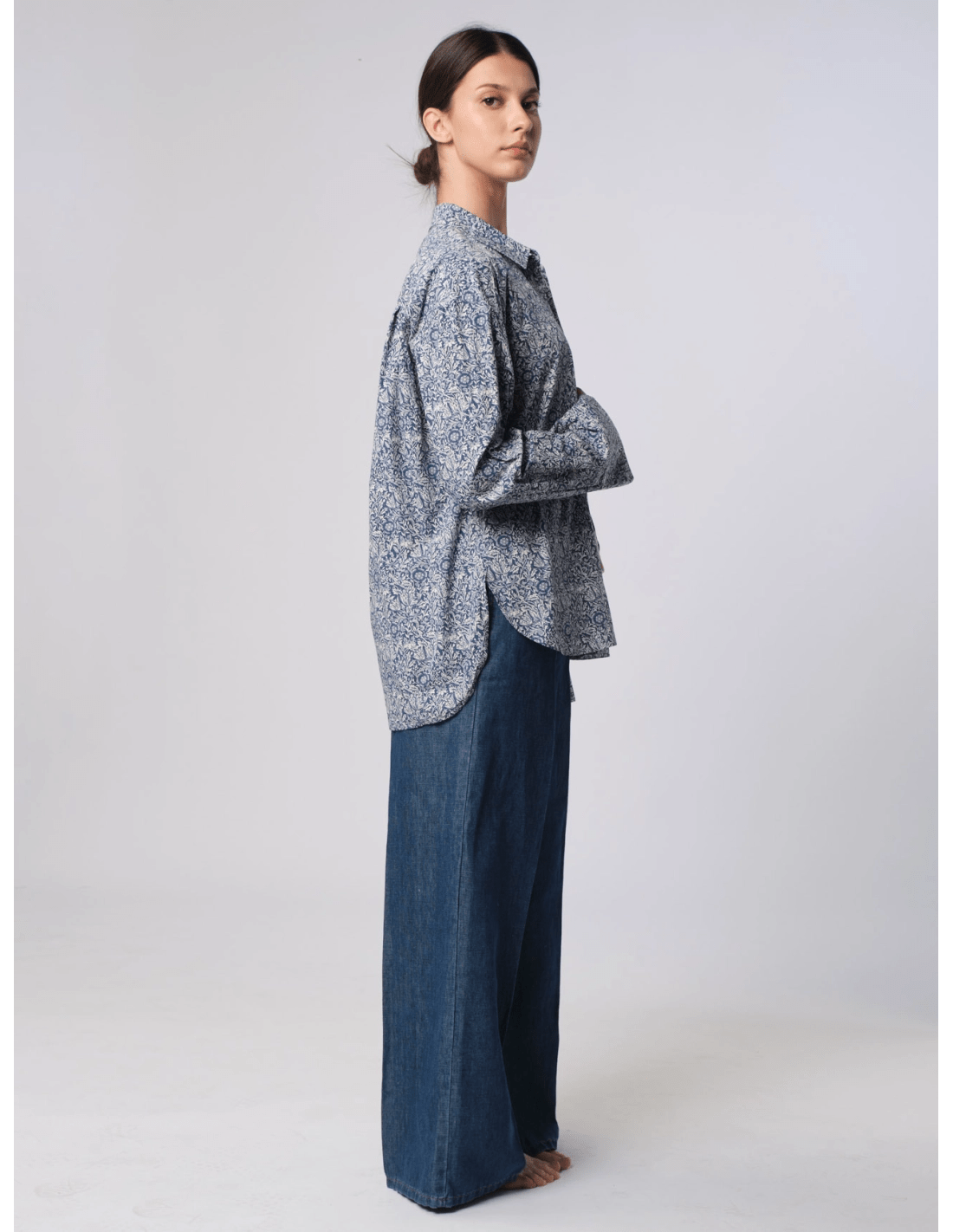 Camicia - MADAME VENICE - SS25 - CAROLA - POPELINE FIORELLINI - BLU - XS