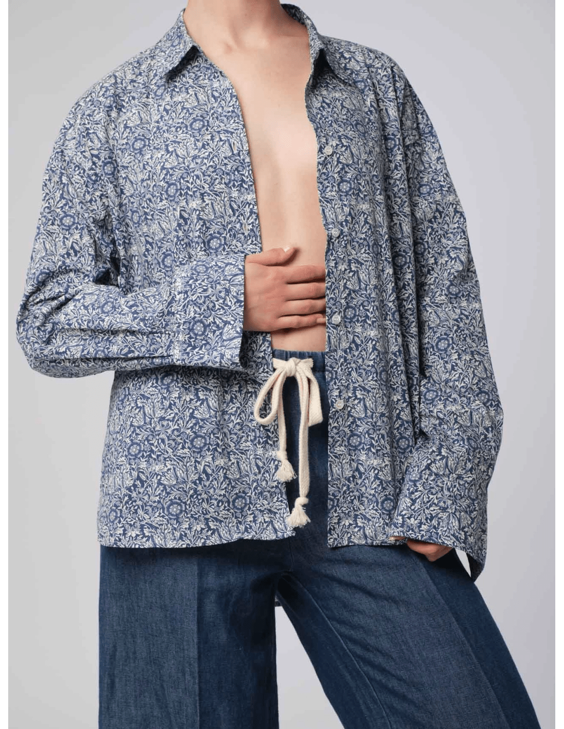 Camicia - MADAME VENICE - SS25 - CAROLA - POPELINE FIORELLINI - BLU - XS