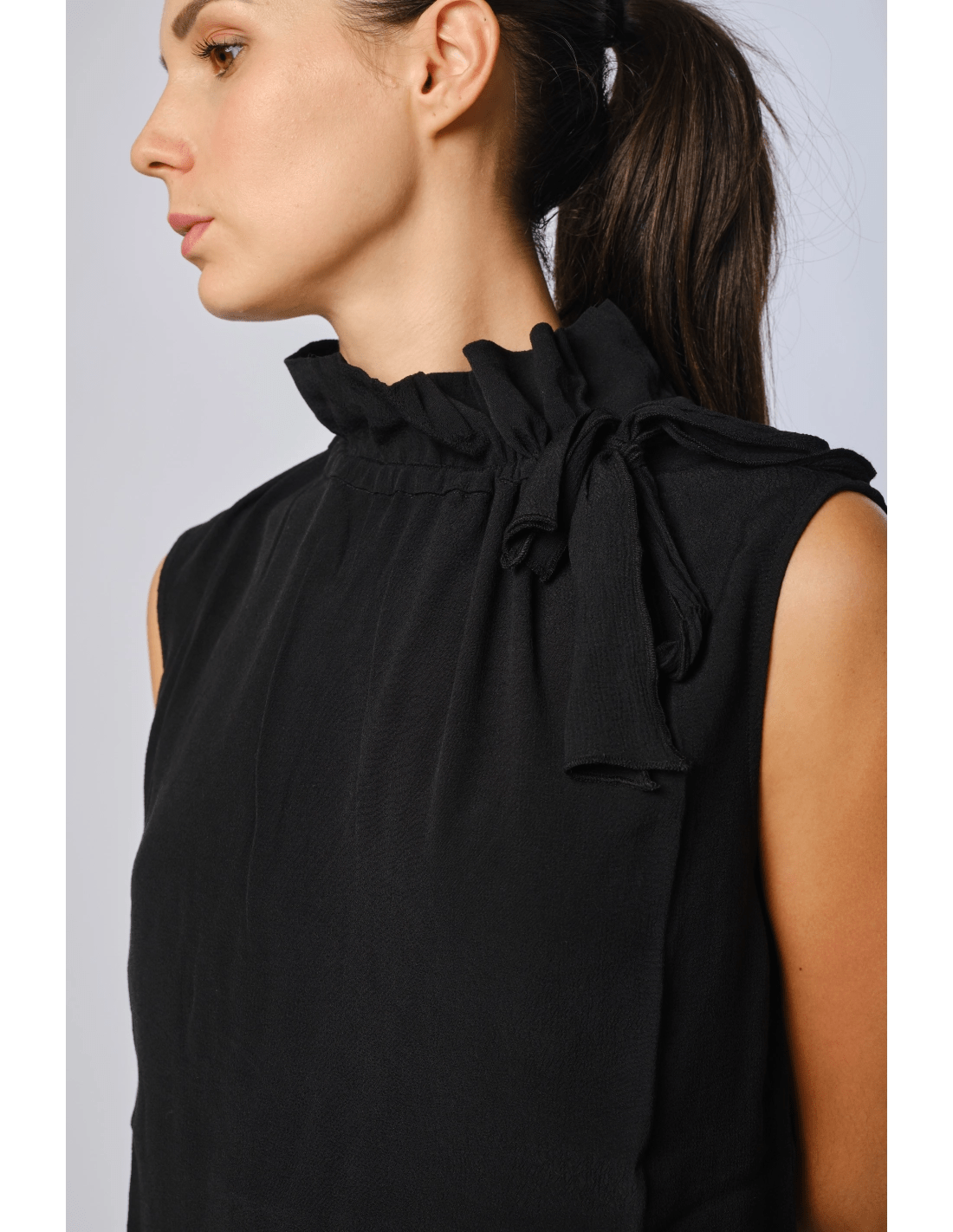 Camicia collo arricciato - MADAME VENICE - FW24 - C06 - LOLY - BLACK - XS