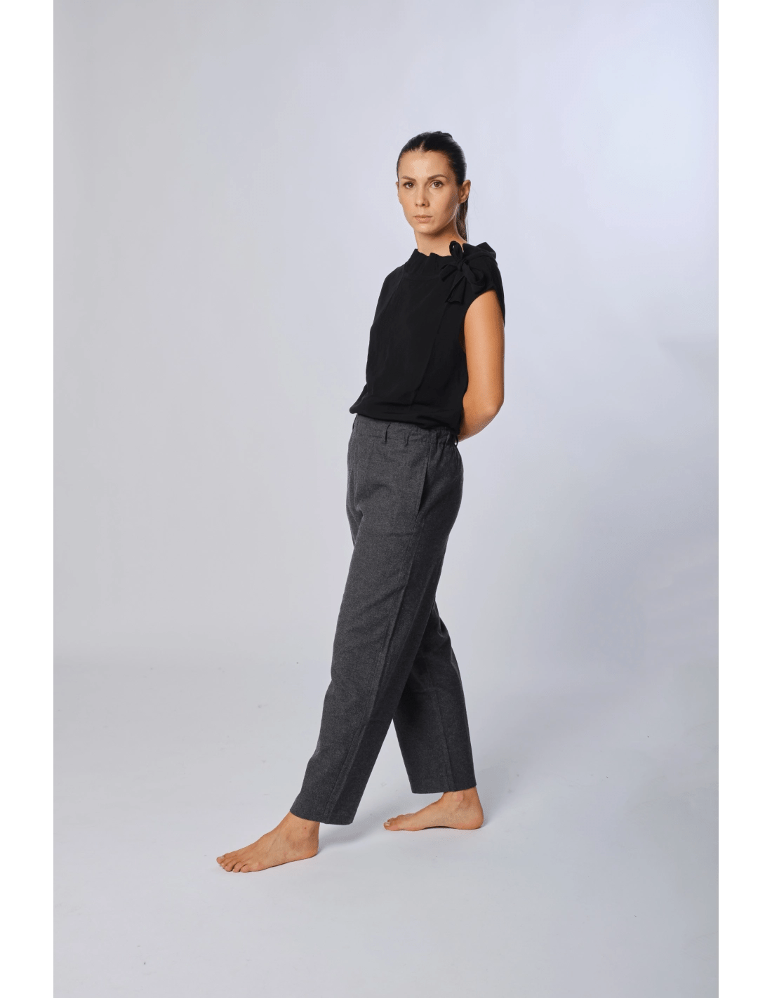 Camicia collo arricciato - MADAME VENICE - FW24 - C06 - LOLY - BLACK - XS