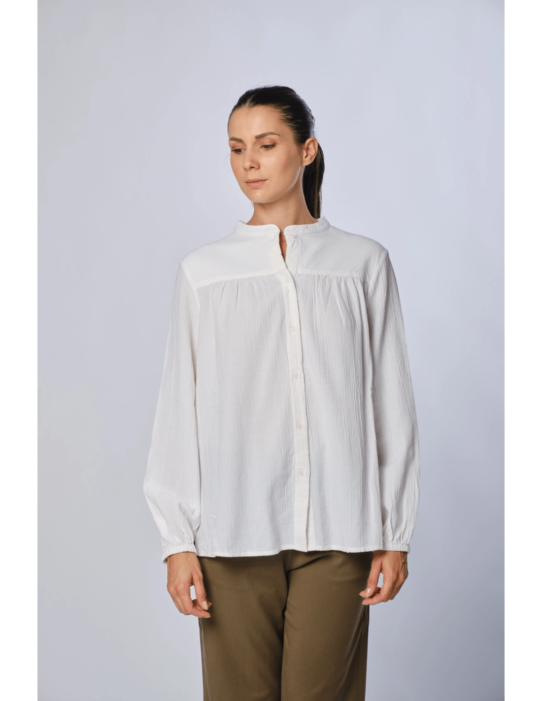 Camicia coreana - MADAME VENICE - FW24 - C05 - CRINKLE - WHITE - XS