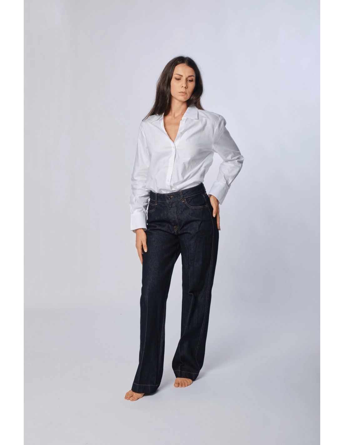 Camicia faldone oxford - MADAME VENICE - FW24 - C03 - OXFORD - WHITE - XS