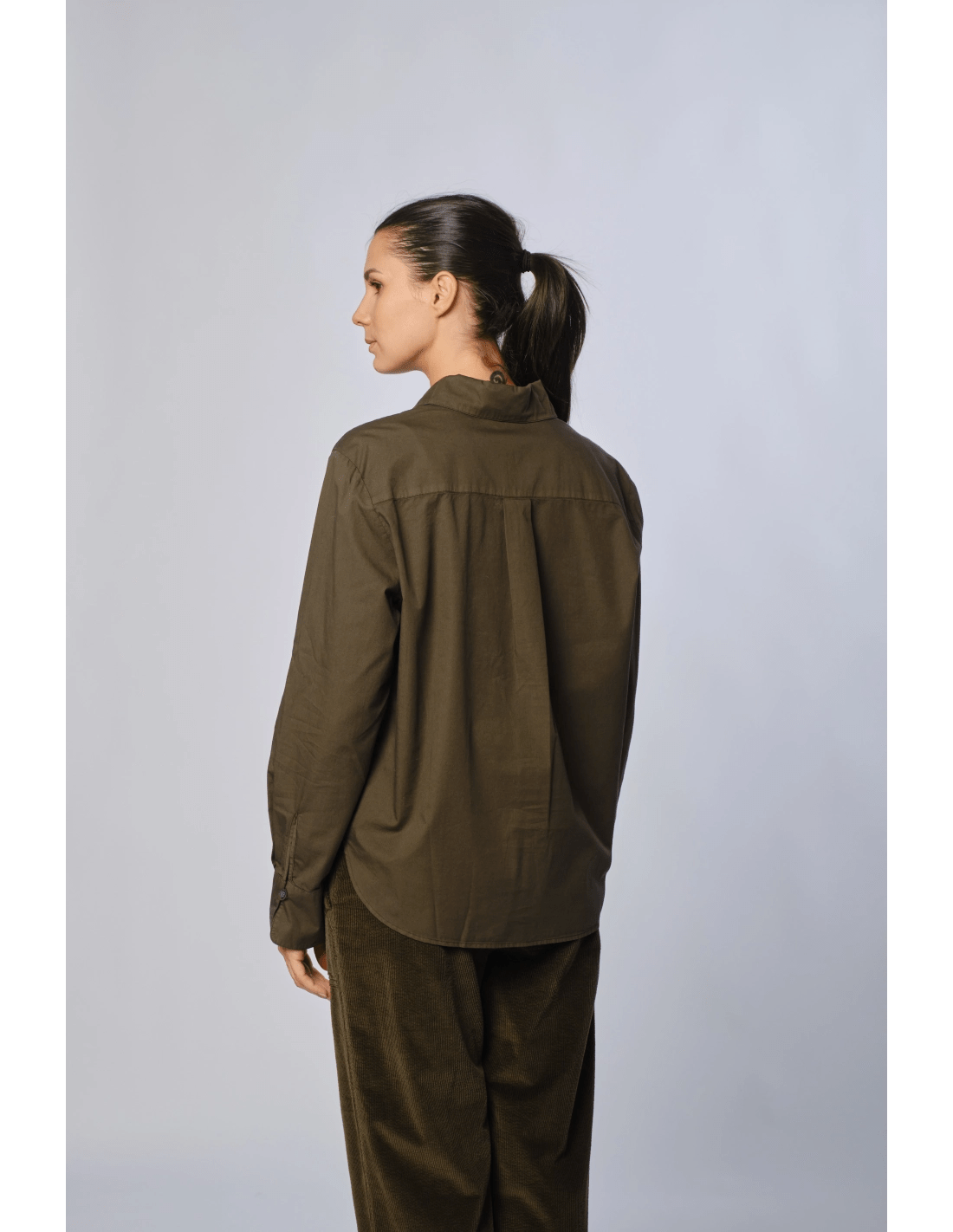 Camicia faldone popeline - MADAME VENICE - FW24 - C03 - POPELINE - FOREST - XS