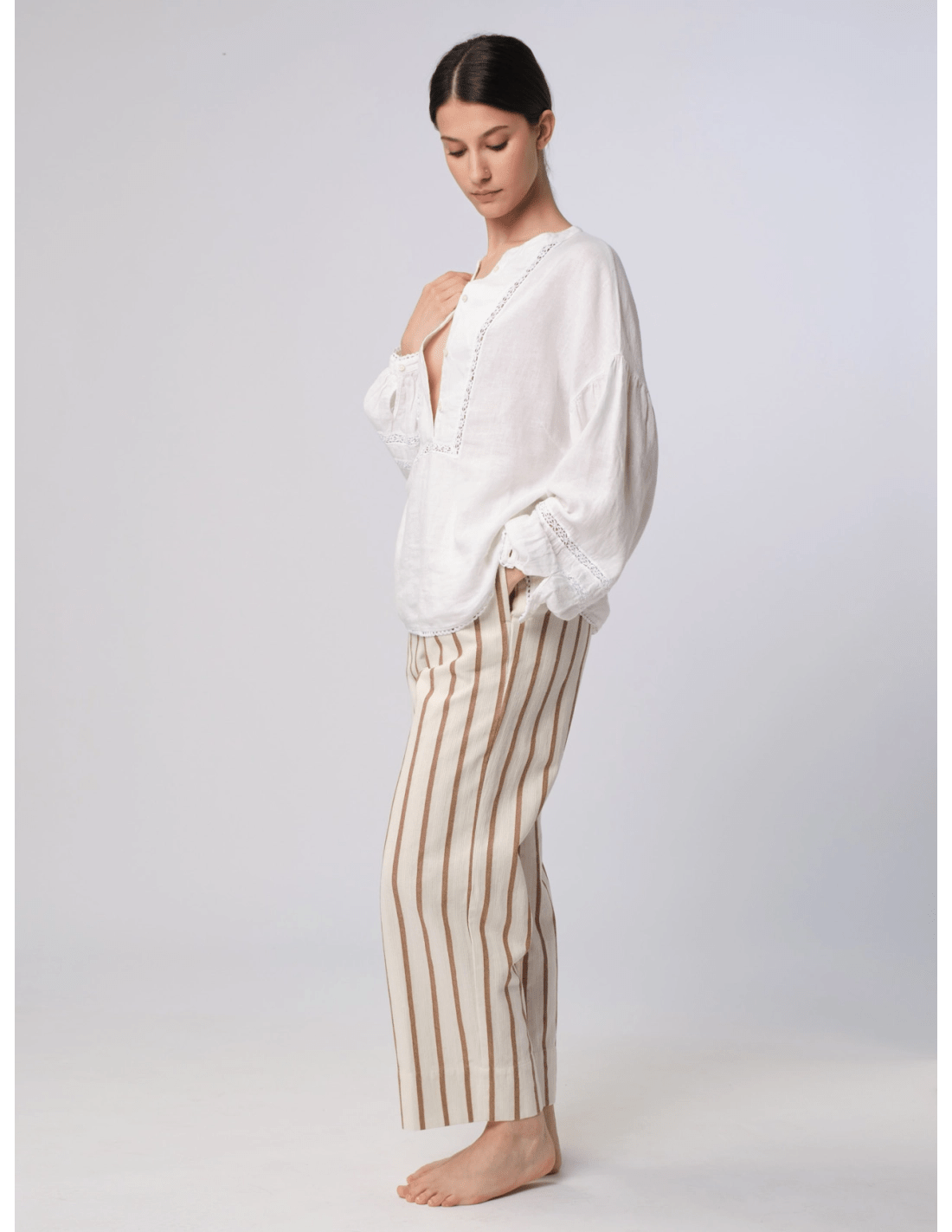 Camicia inserti pizzo - MADAME VENICE - SS25 - CLOE - BORNEO - BIANCO - XS