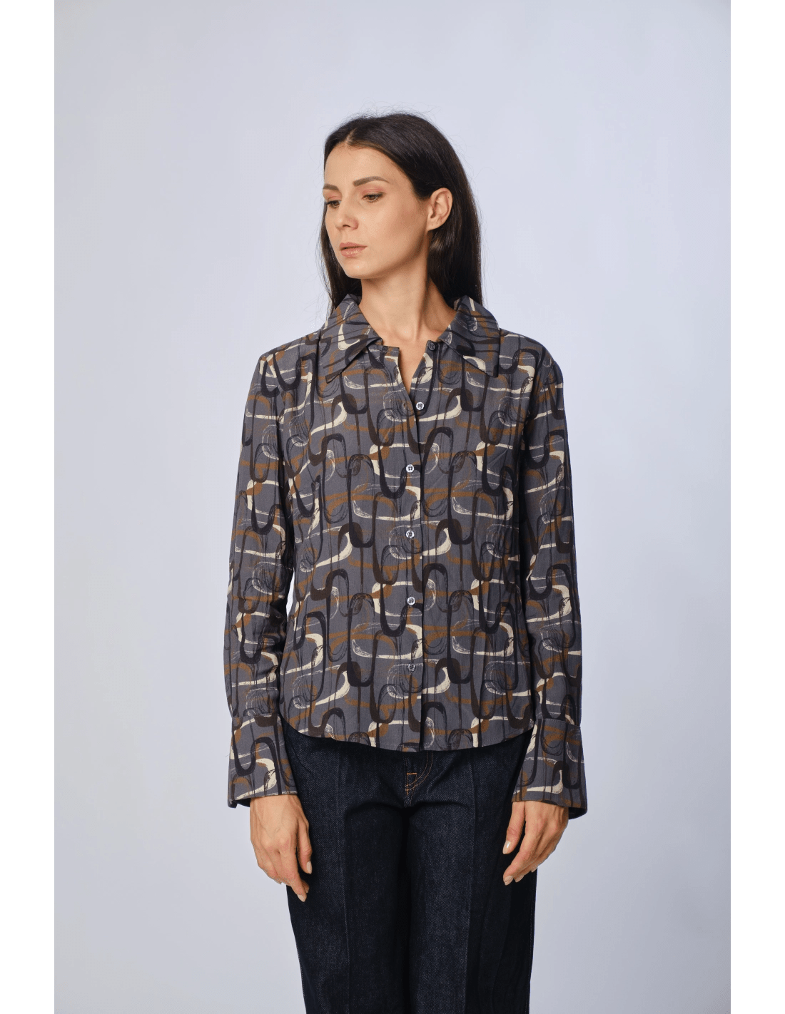 Camicia slim - MADAME VENICE - FW24 - C07 - LOLY PRINT - GREY - XS