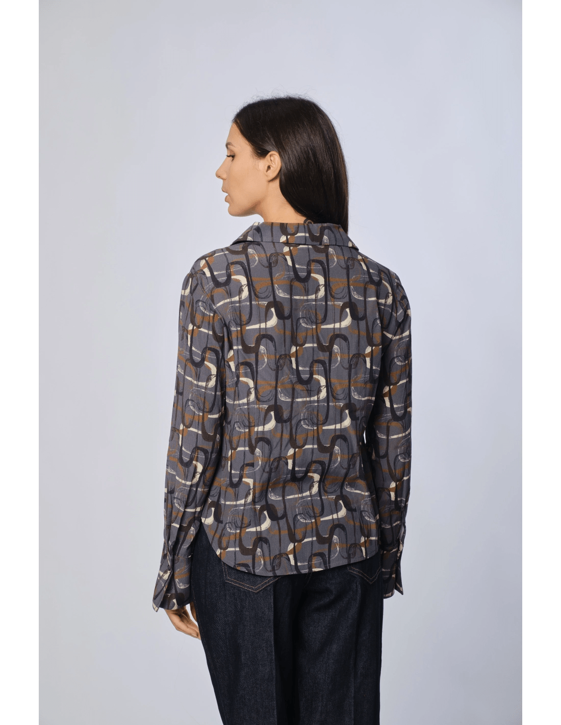 Camicia slim - MADAME VENICE - FW24 - C07 - LOLY PRINT - GREY - XS