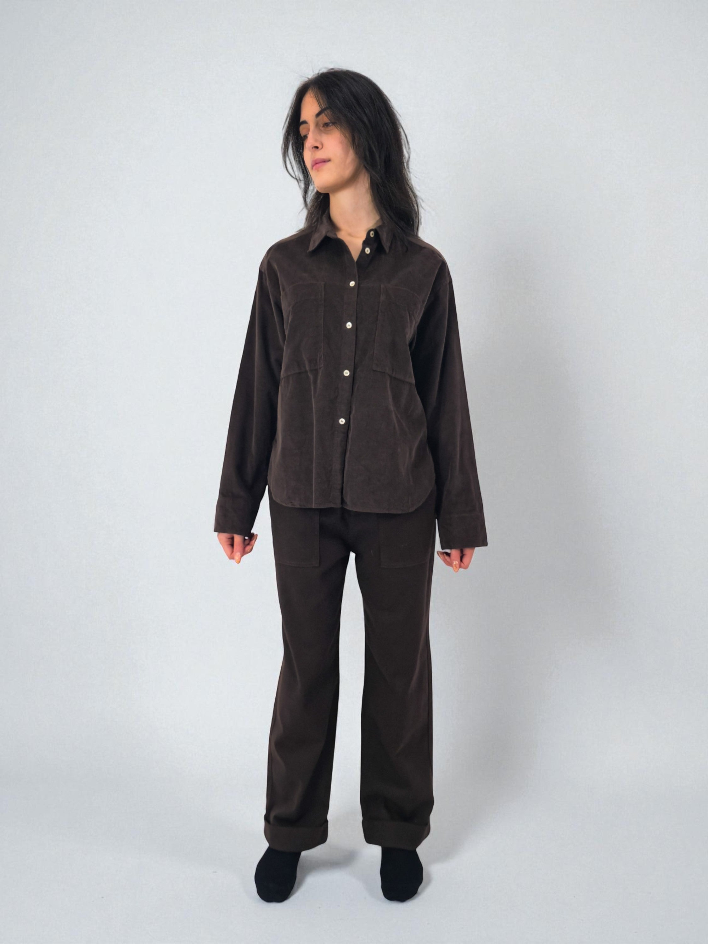 Camicia tasconi - MADAME VENICE - FW25 - CECILIA - VELVET TENCEL - BROWN - XS