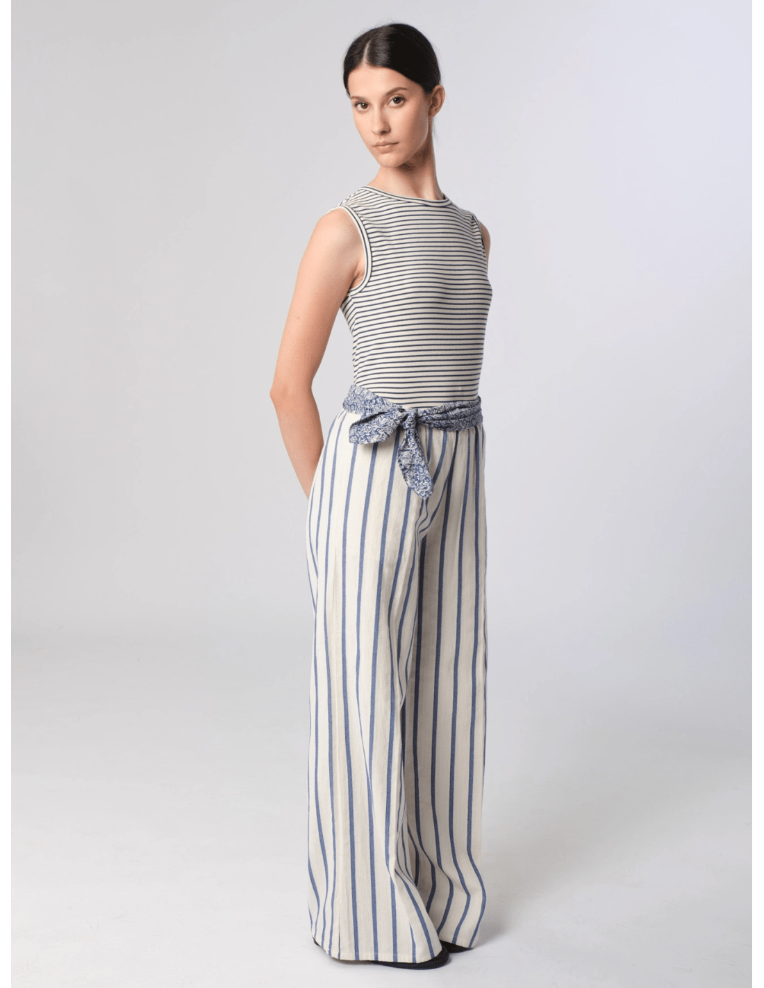 Canotta spalla larga - MADAME VENICE - SS25 - VERONICA - JERSEY RIGATO - BLU - XS