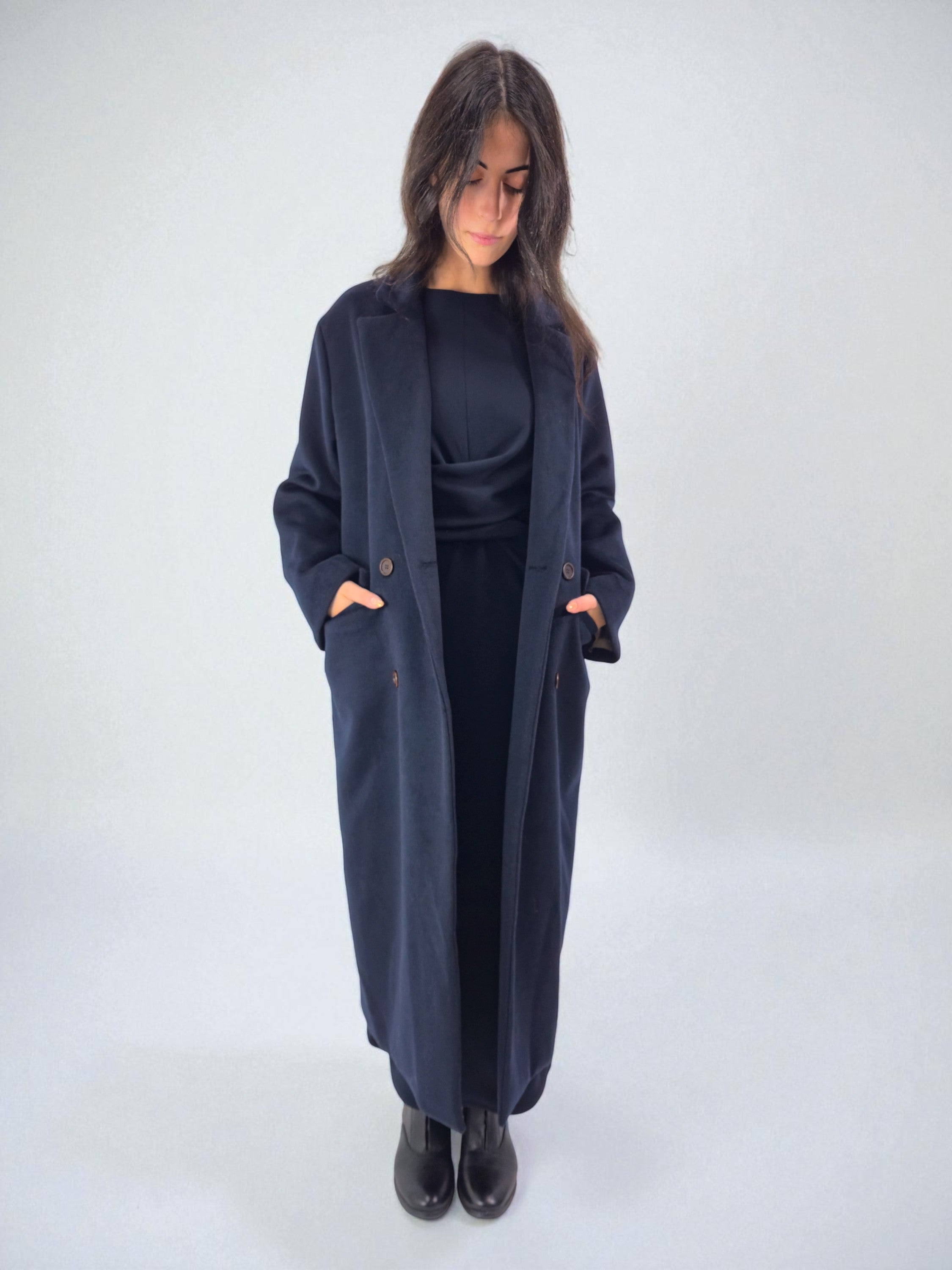 Cappotto over - MADAME VENICE - FW25 - GEORGIA - SOFT WOOL - BLACK - XS