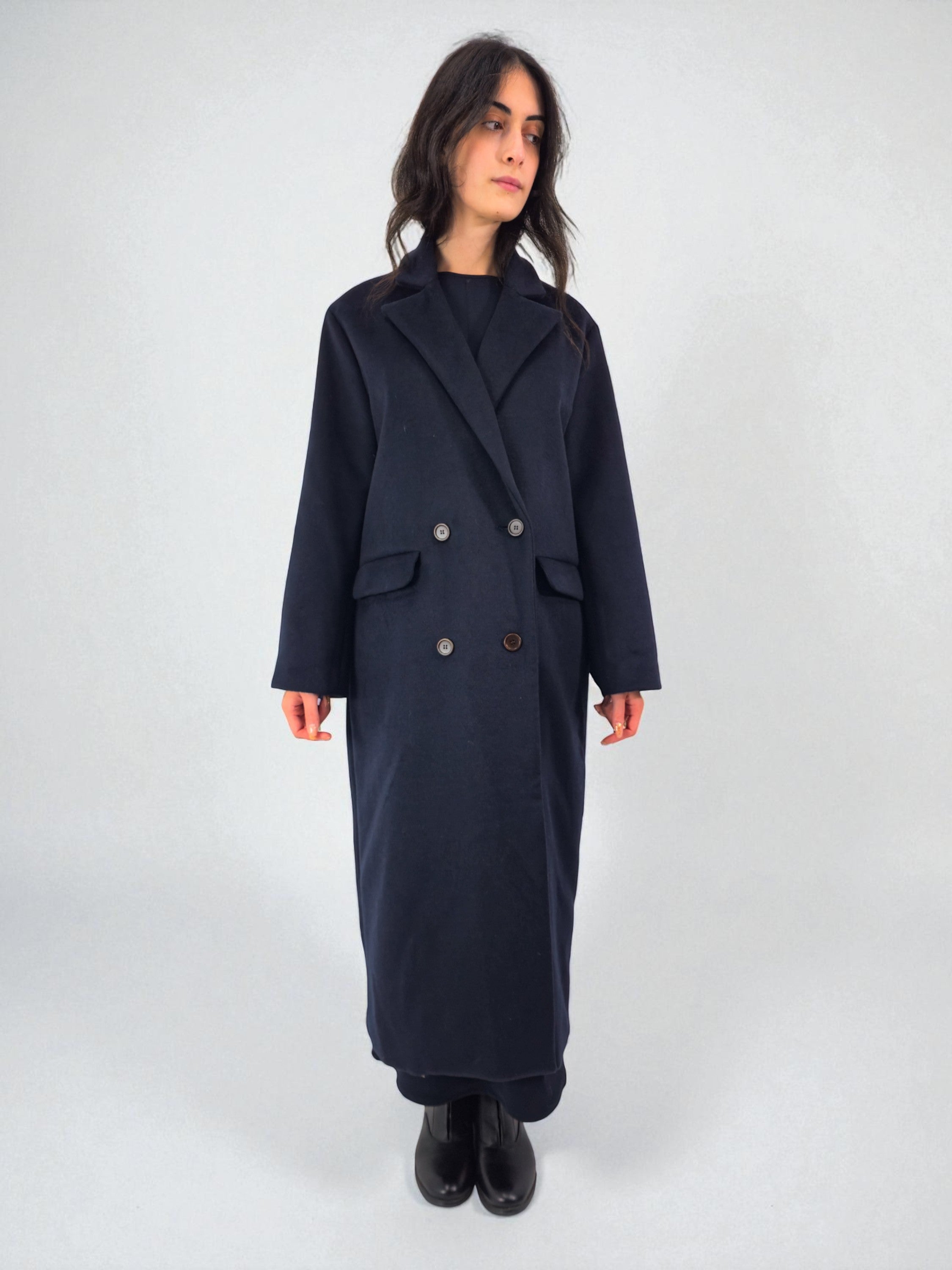 Cappotto over - MADAME VENICE - FW25 - GEORGIA - SOFT WOOL - BLACK - XS