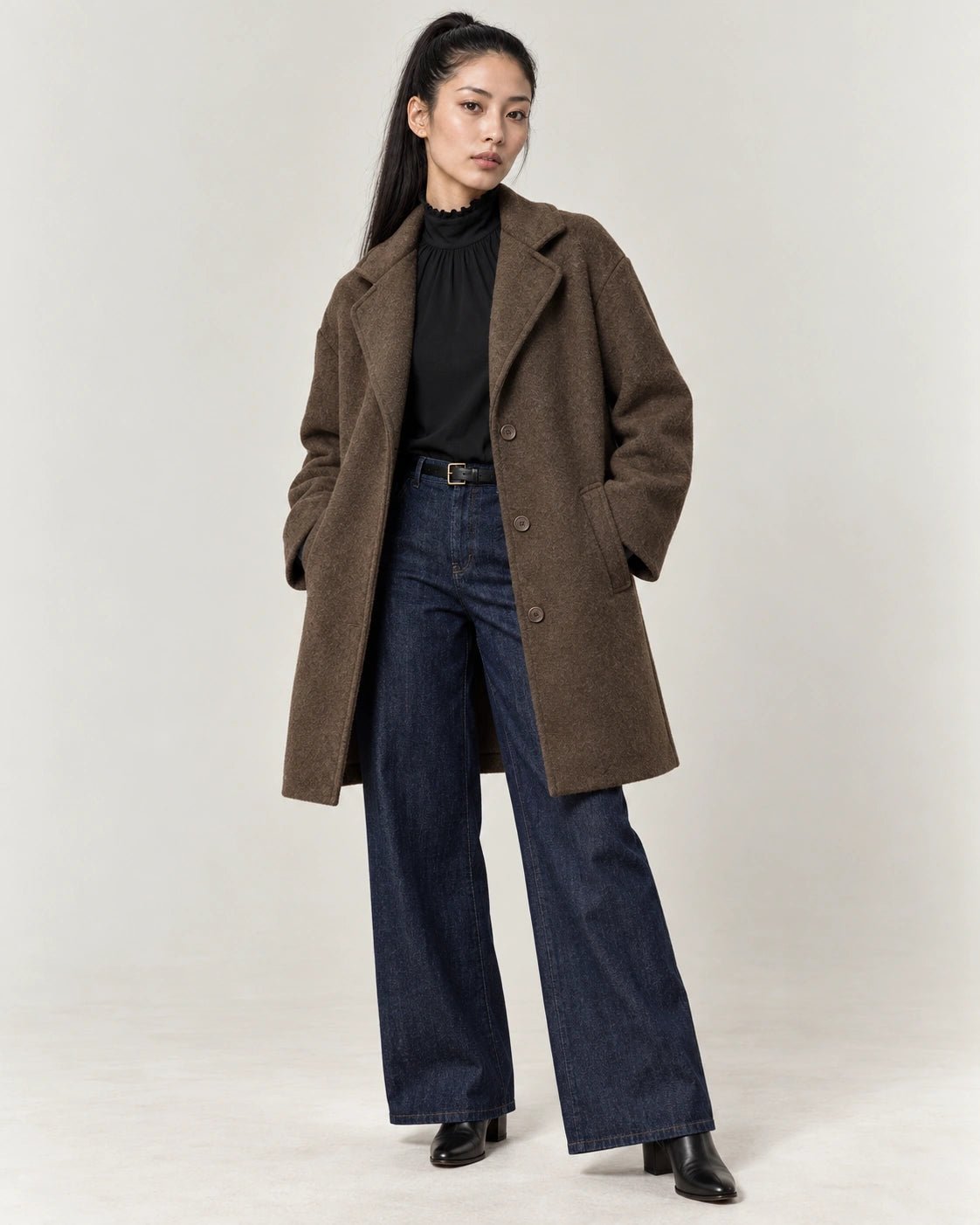 Cappotto sfoderato marrone, vista frontale - MADAME VENICE - FW26 - GRUVY - LUXURY #Colore_Marrone