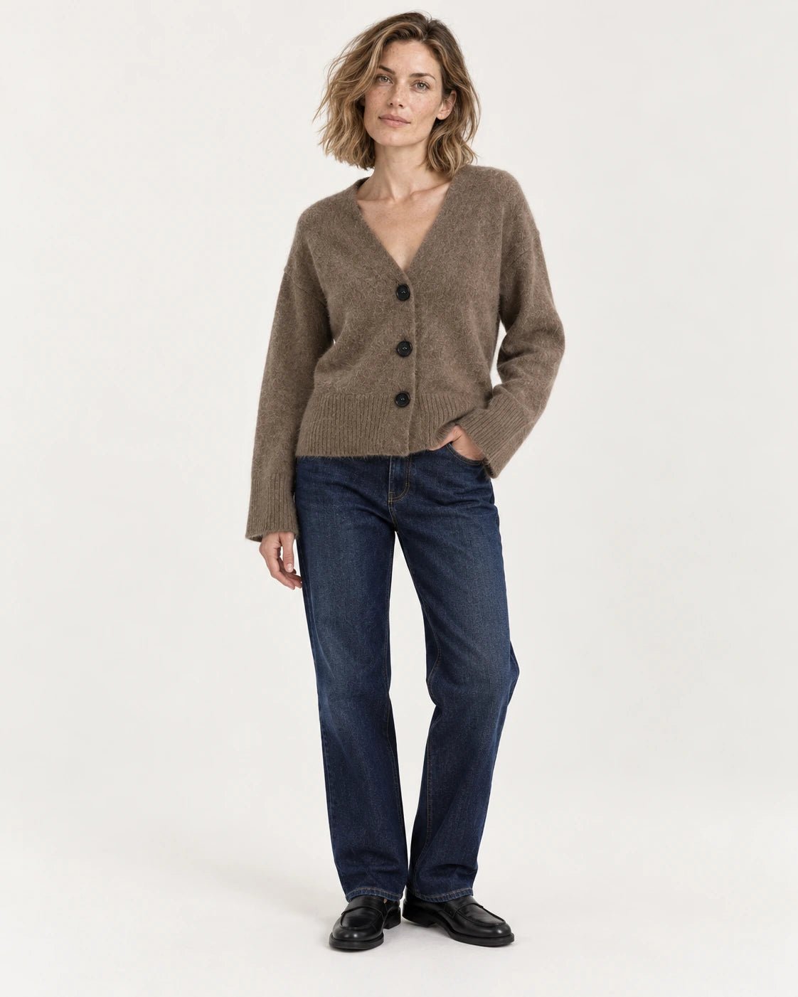 Cardigan marrone, vista frontale - MADAME VENICE - FW25 - STELLA - SUMATRA #Colore_Brown
