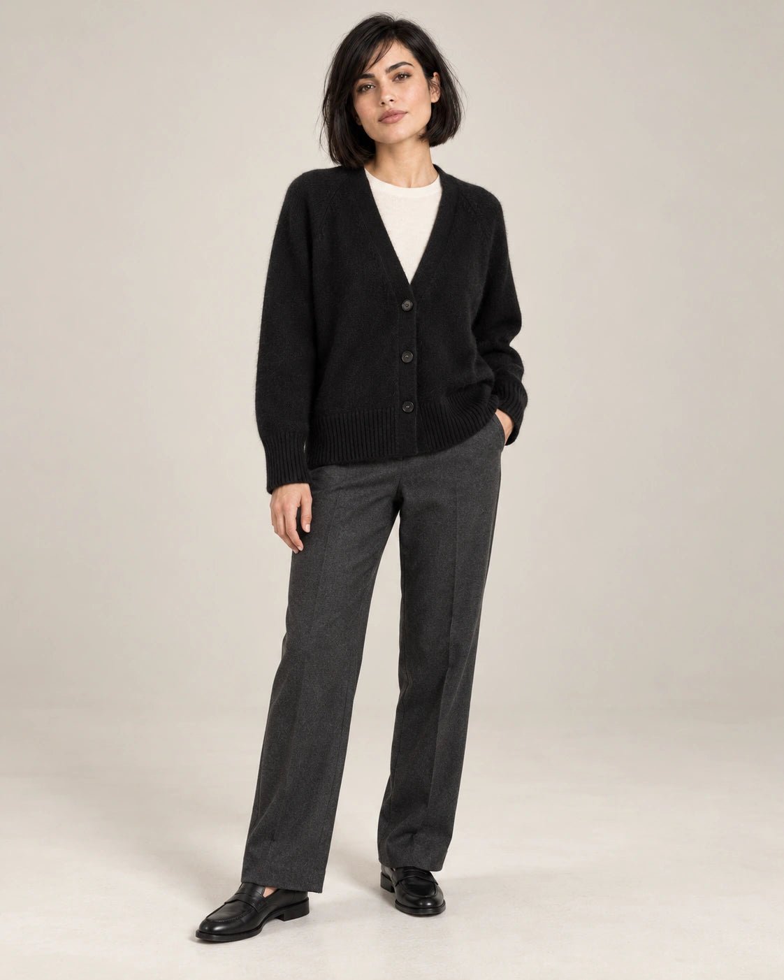 Cardigan nero, vista frontale - MADAME VENICE - FW26 - SABRINA - PEPITA #Colore_Nero