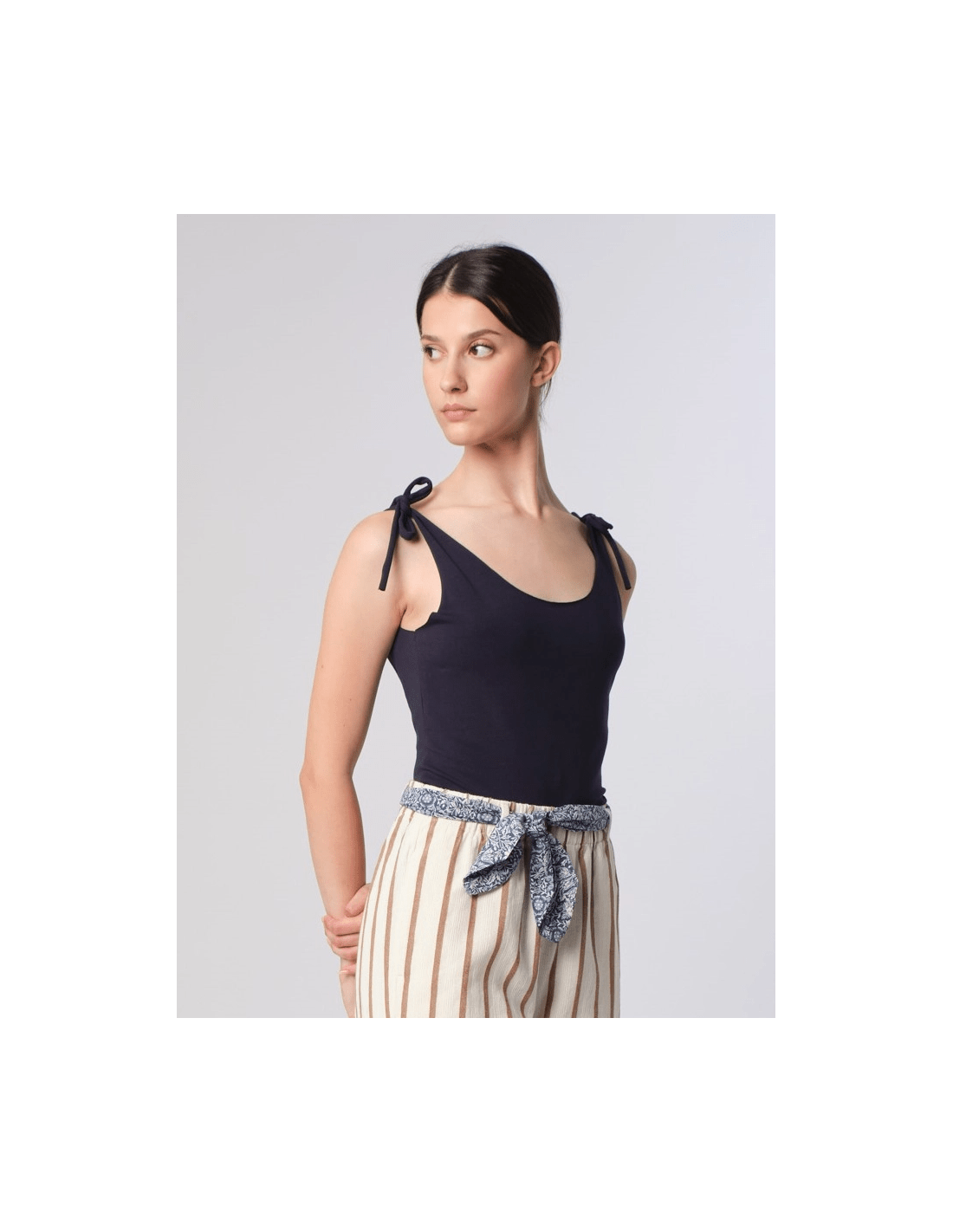 Costume intero con fiocco - MADAME VENICE - SS25 - DOMINIQUE - JERSEY GOTS - BLU - XS