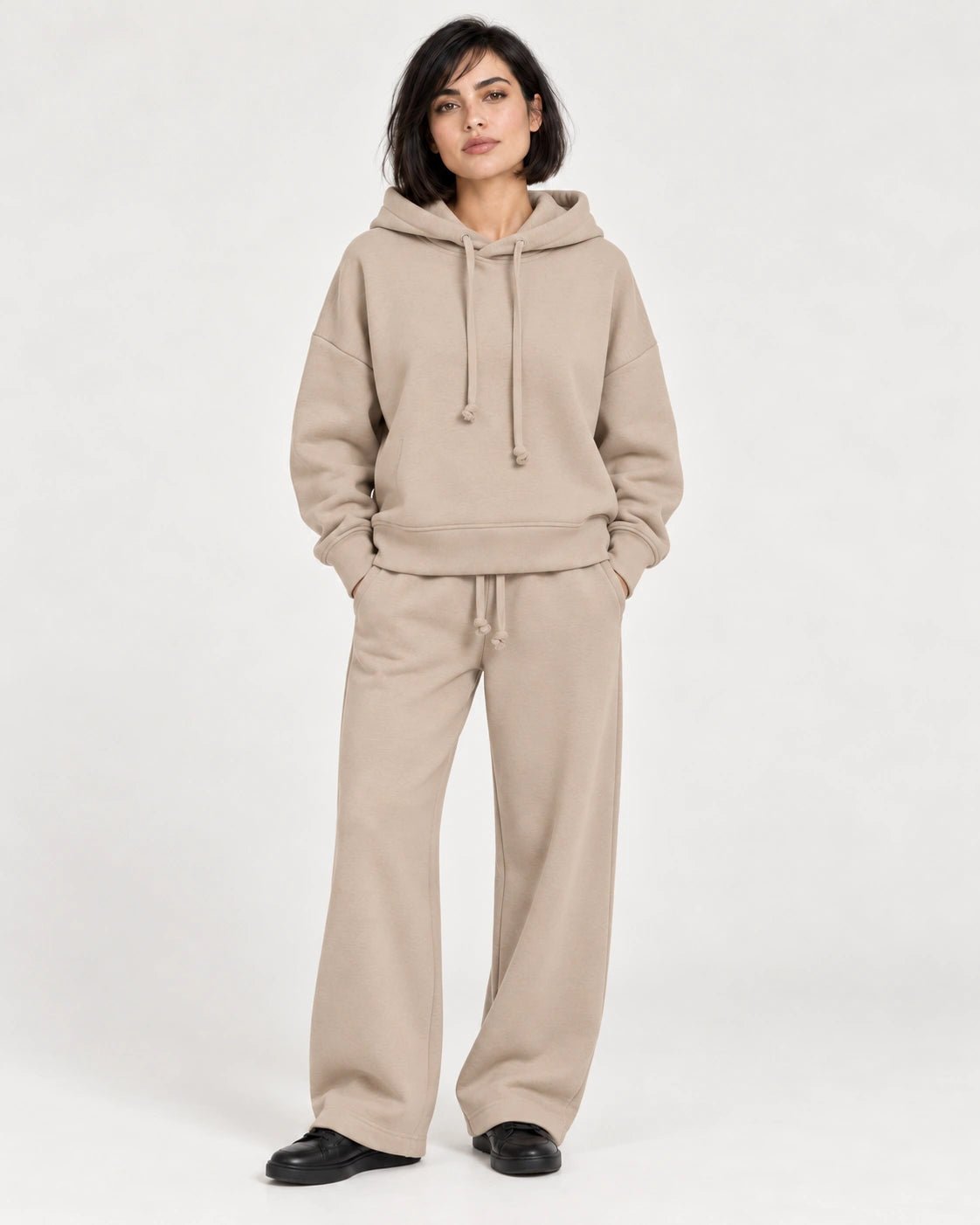 Felpa cappuccio avana, vista frontale - MADAME VENICE - FW26 - MONIQUE - FELIX #Colore_Avana