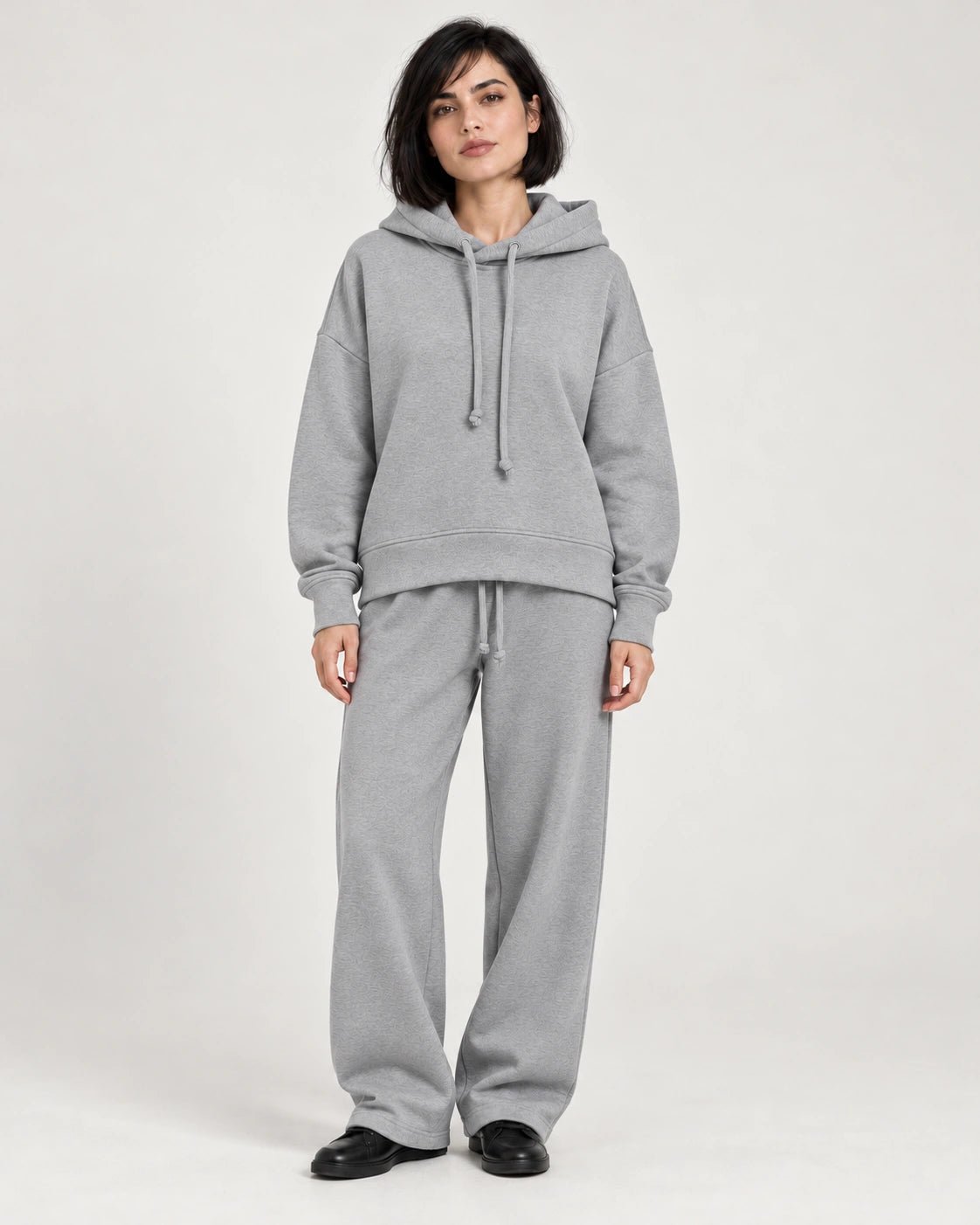Felpa cappuccio grigio chiaro, vista frontale - MADAME VENICE - FW26 - MONIQUE - FELIX #Colore_Grigio Chiaro