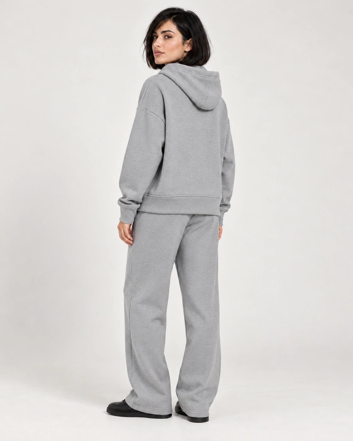 Felpa cappuccio grigio chiaro, vista posteriore - MADAME VENICE - FW26 - MONIQUE - FELIX #Colore_Grigio Chiaro