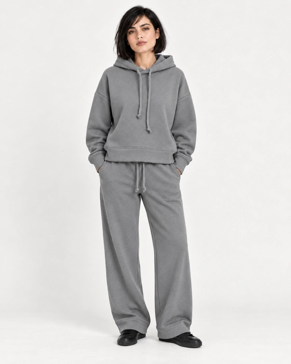 Felpa cappuccio grigio scuro, vista frontale - MADAME VENICE - FW26 - MONIQUE - FELIX #Colore_Grigio Scuro