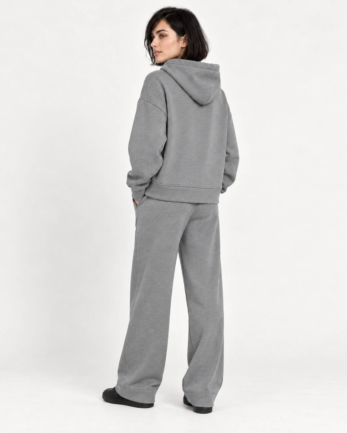 Felpa cappuccio grigio scuro, vista posteriore - MADAME VENICE - FW26 - MONIQUE - FELIX #Colore_Grigio Scuro
