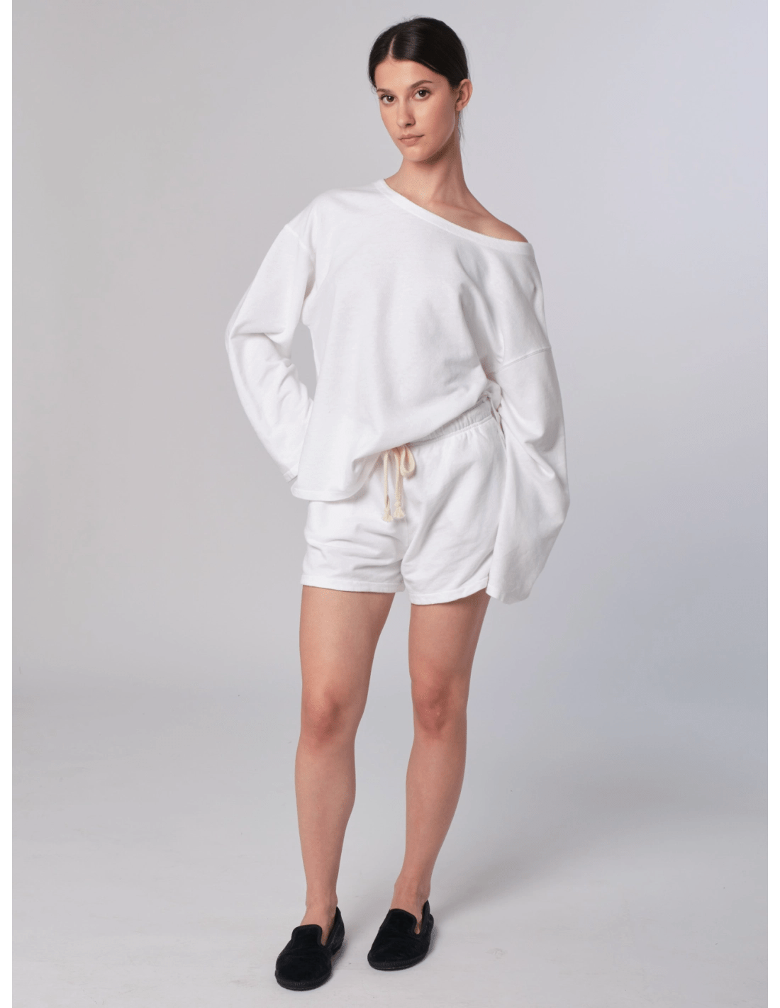 Felpa con spacchi - MADAME VENICE - SS25 - MARGOT - FELPA LINO - BIANCO - XS