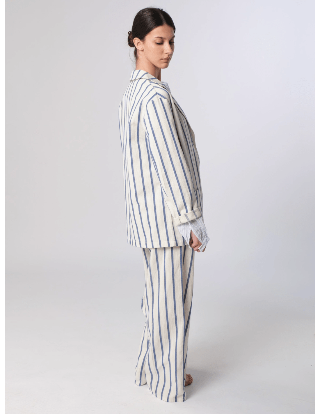 Giacca over - MADAME VENICE - SS25 - GUENDA - TELA RIGATA - BLU - XS