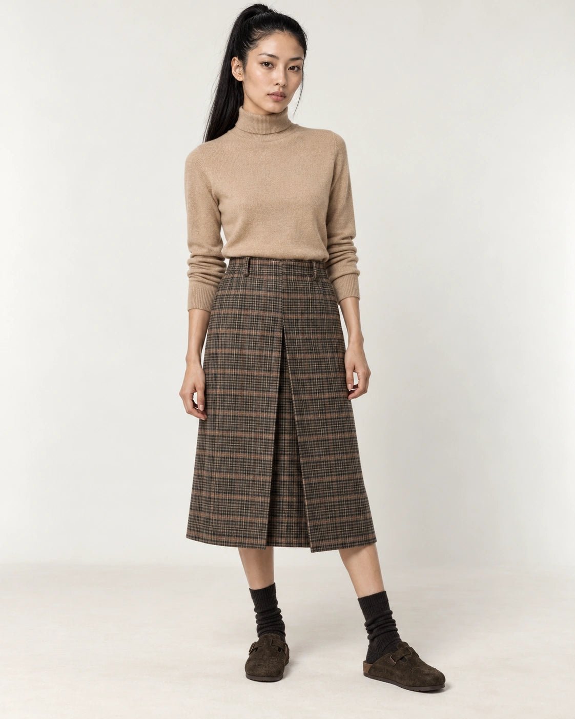 Gonna marrone, vista frontale - MADAME VENICE - FW26 - NIKY - QUADRO #Colore_Marrone