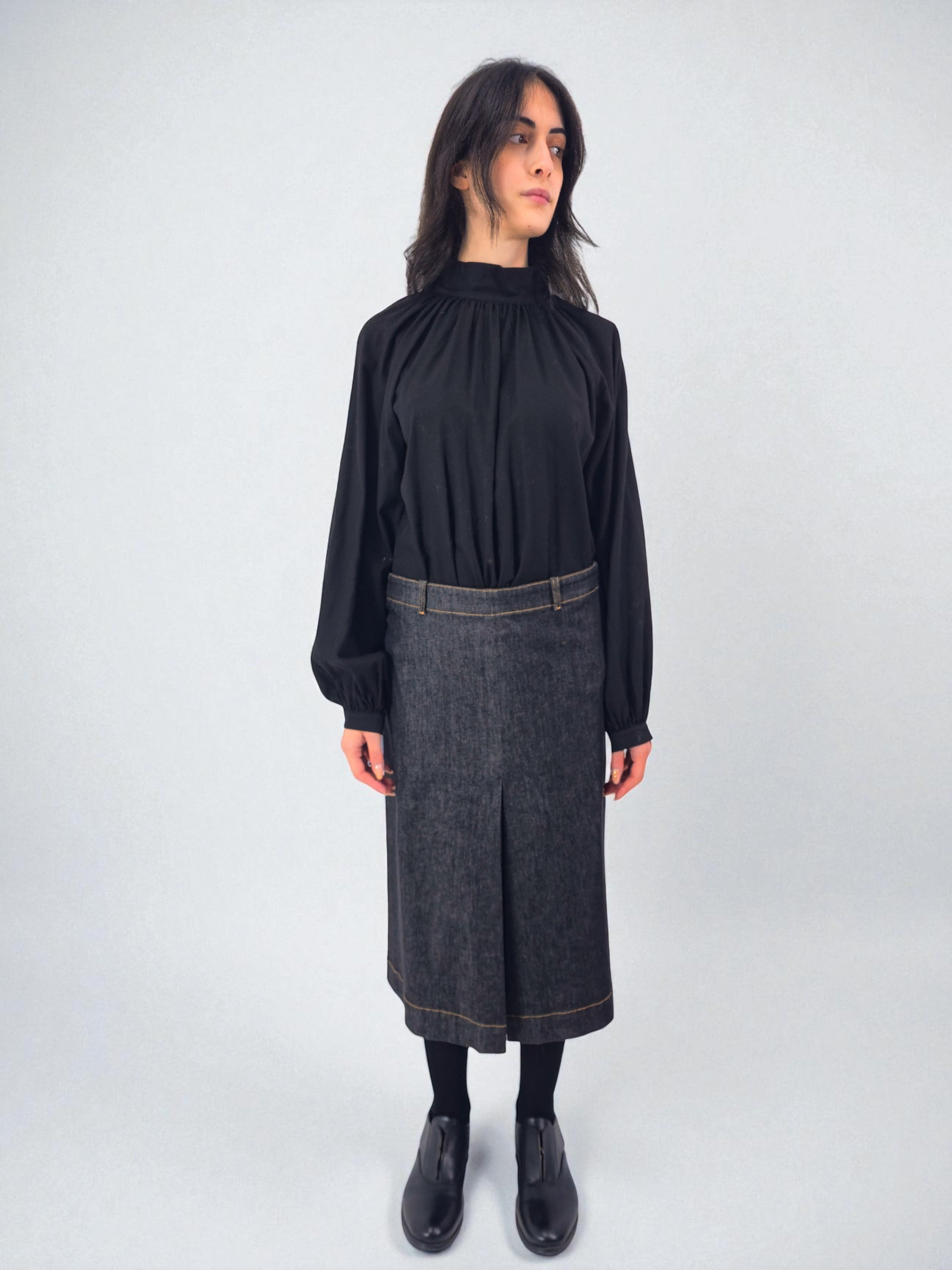 Gonna faldone - MADAME VENICE - FW25 - NORA - DENIM - BLACK RINSE - XS