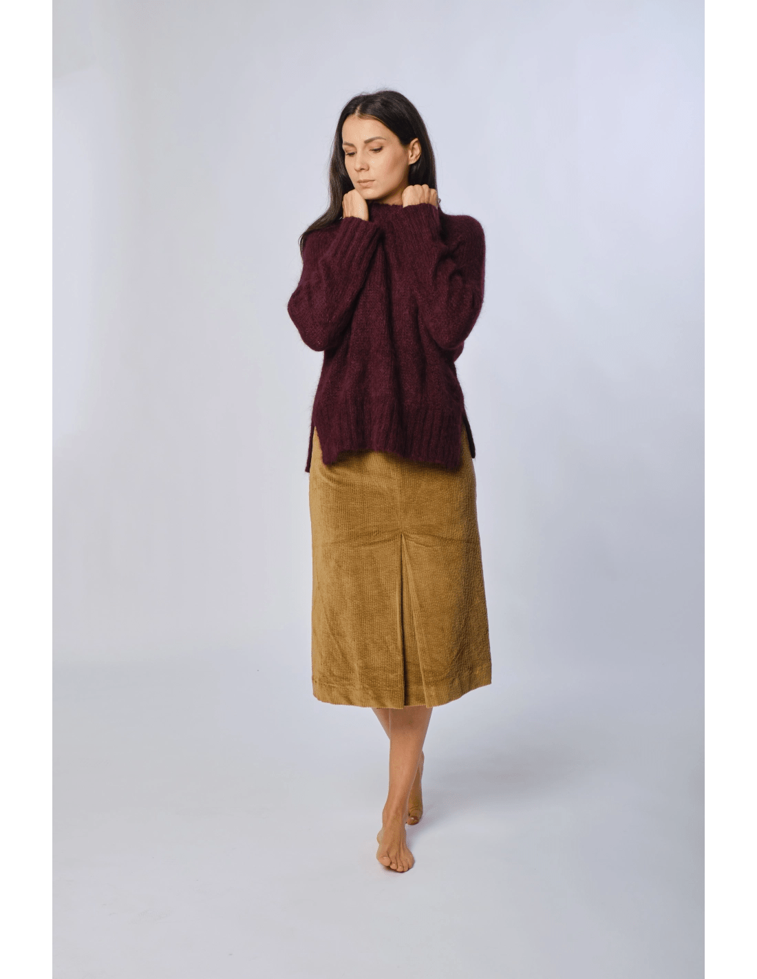 Gonna faldone velluto - MADAME VENICE - FW24 - N03 - VELVET SWEET - CAMEL - XS