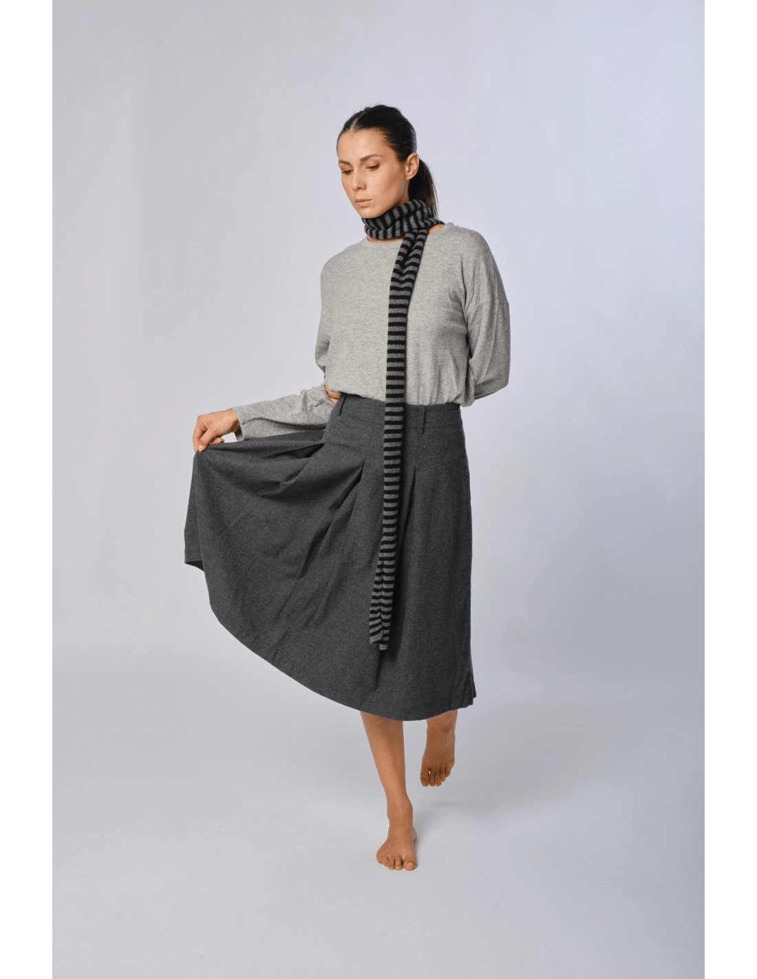 Gonna faldoni - MADAME VENICE - FW24 - N04 - WARM COTTON - GREY - XS