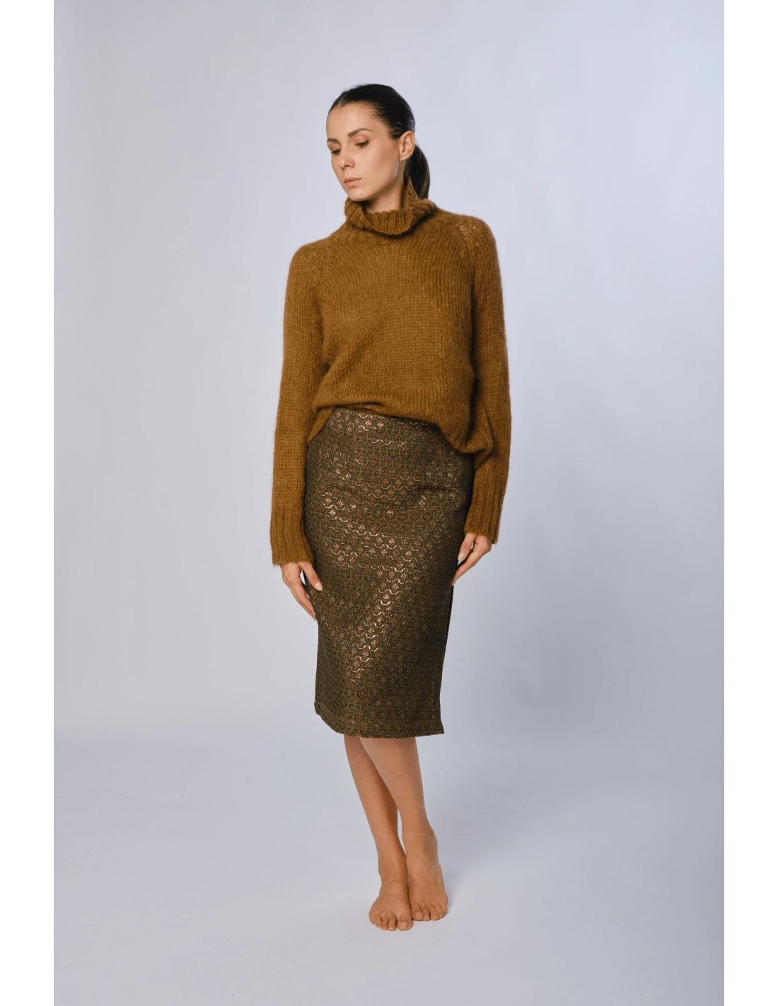 Gonna tubo - MADAME VENICE - FW24 - N02 - JACQUARD - PRUNE & GREEN - XS