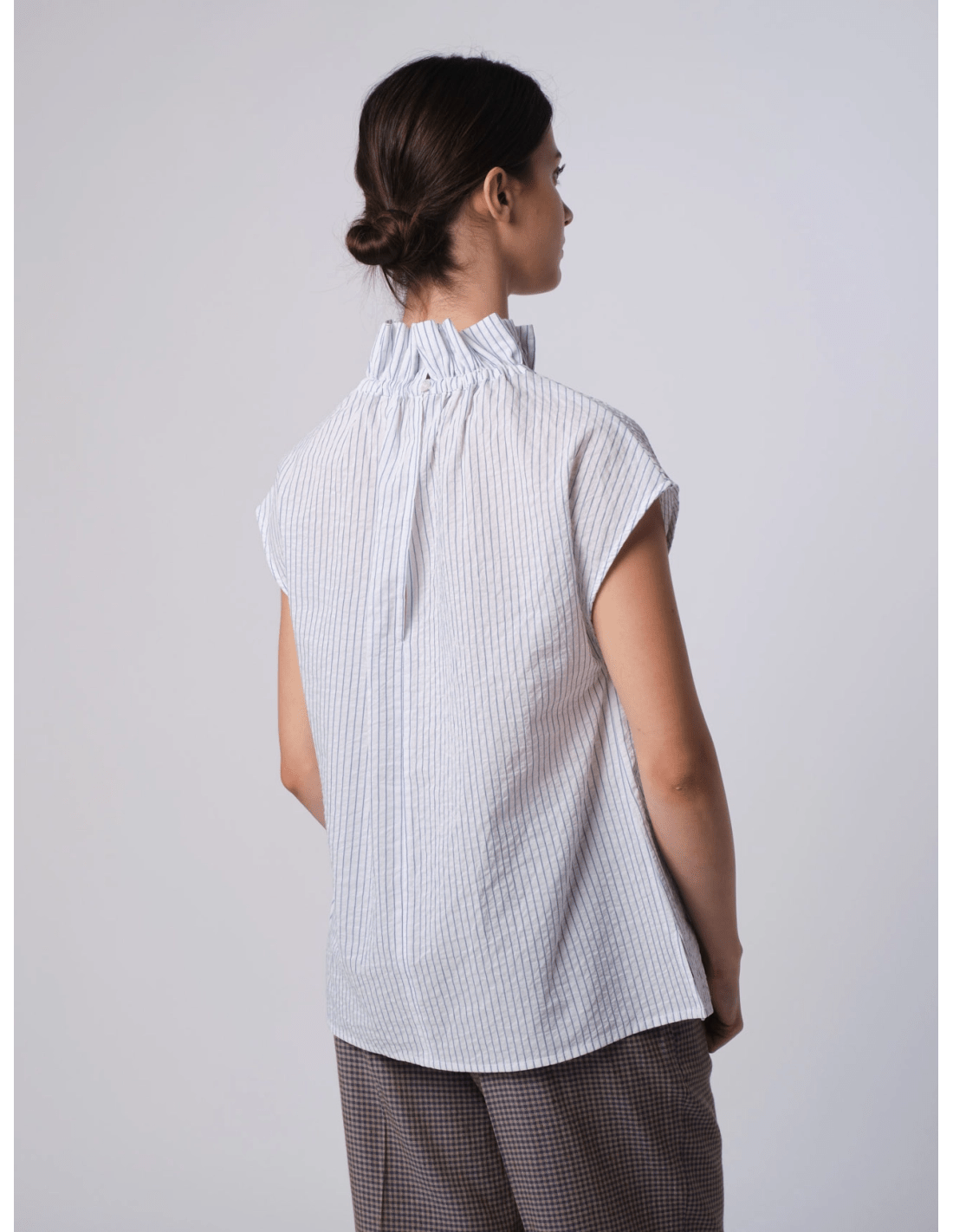 Kimono collo arricciato - MADAME VENICE - SS25 - CLEMENTINA - CASABLANCA - AZZURRO RIGA BIANCA - XS