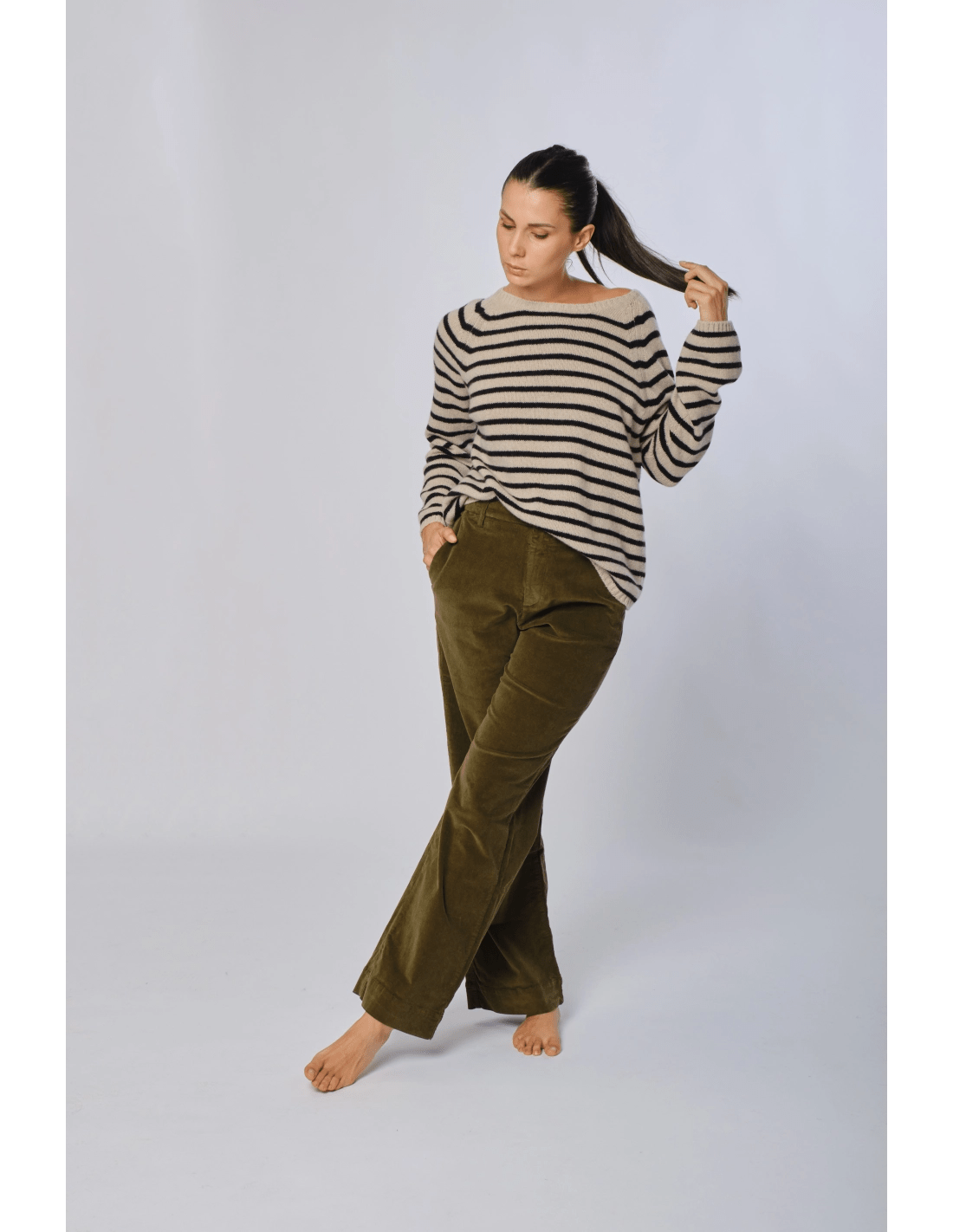 Maglia girocollo cachemire righe - MADAME VENICE - FW24 - H04 - CACHEMIRE - FOREST - XS