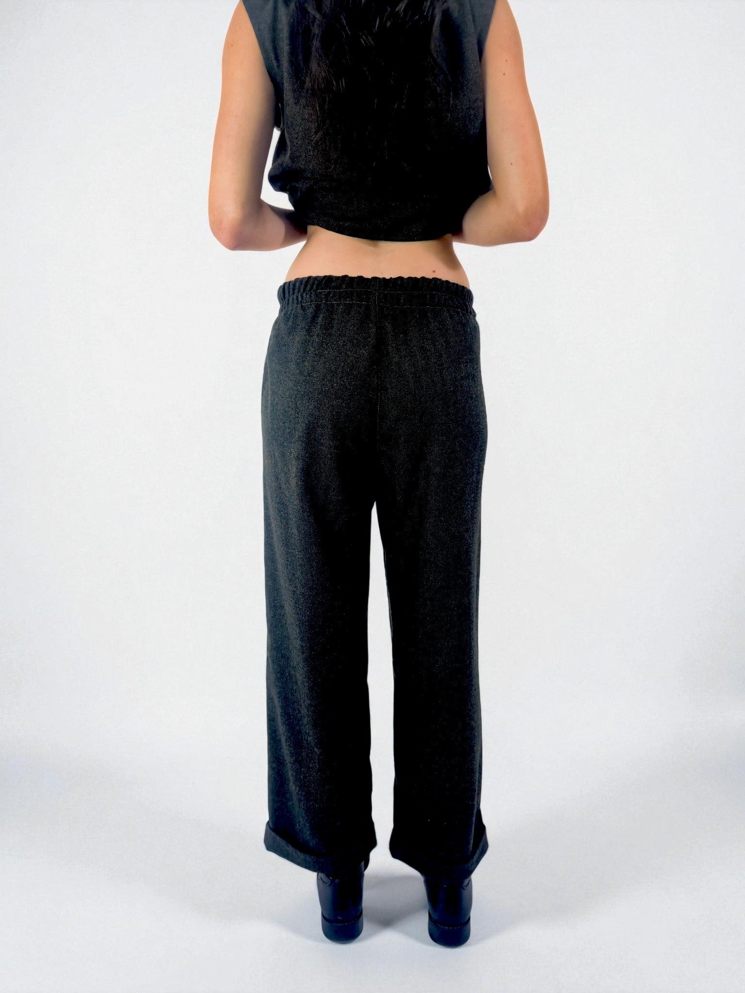 Pantalone caviglia risvolto - MADAME VENICE - FW25 - PRISCA - SPINATINO - BLUE - XS