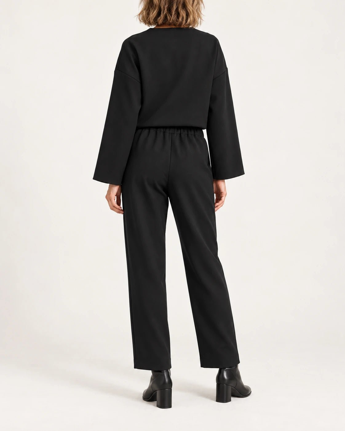 Pantalone elastico nero, vista posteriore - MADAME VENICE - FW25 - PIPA - CREPE TECNICO #Colore_Black