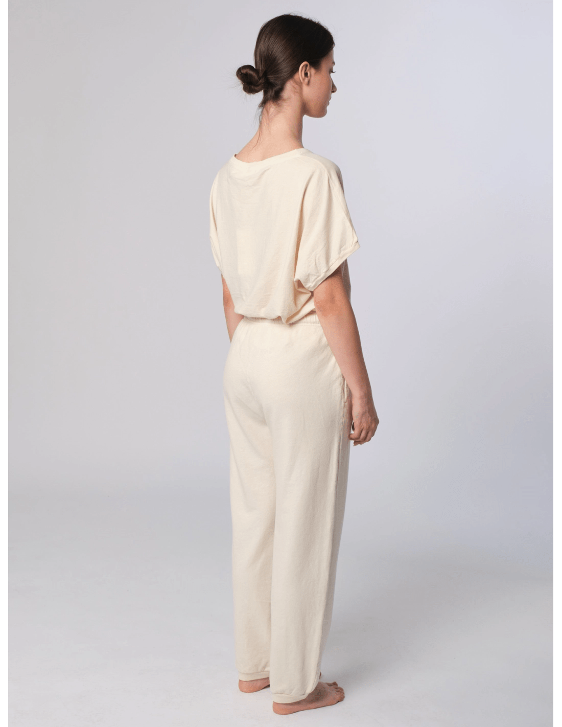 Pantalone elastico - MADAME VENICE - SS25 - PIERA - FELPA LINO - BIANCO - XS