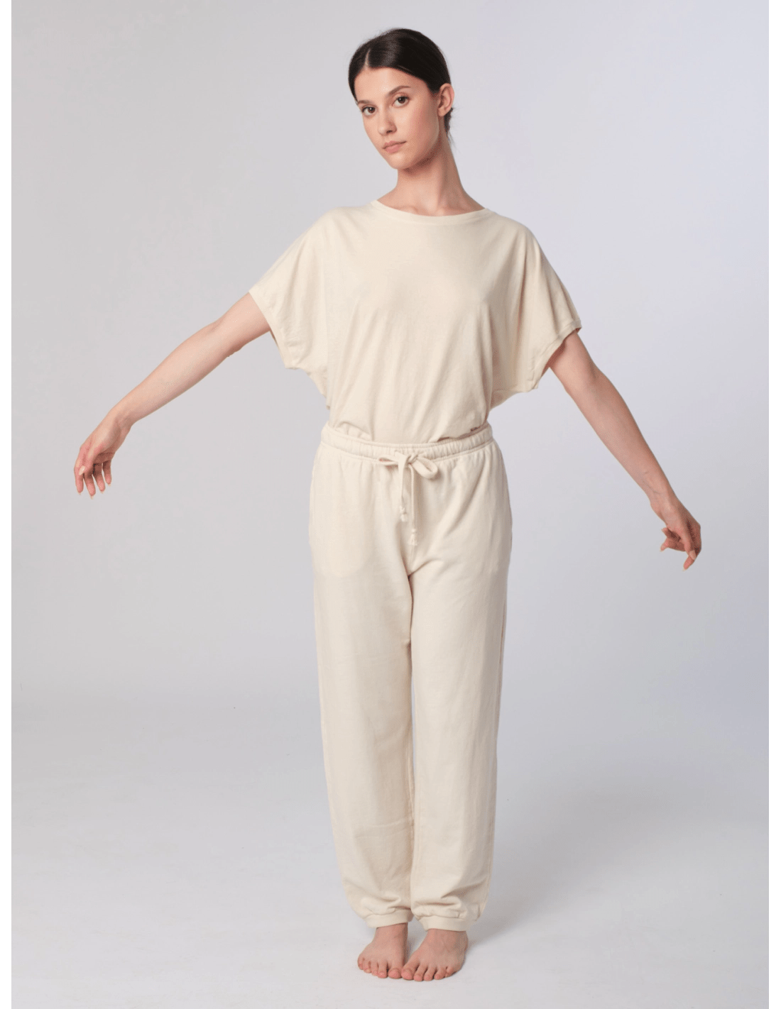 Pantalone elastico - MADAME VENICE - SS25 - PIERA - FELPA LINO - BIANCO - XS