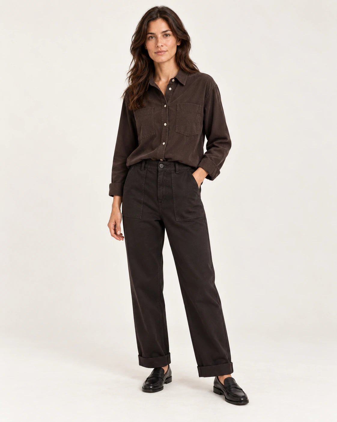 Pantalone fatigue nero, vista frontale - MADAME VENICE - FW25 - PATTY - CAPITALE #Colore_Black