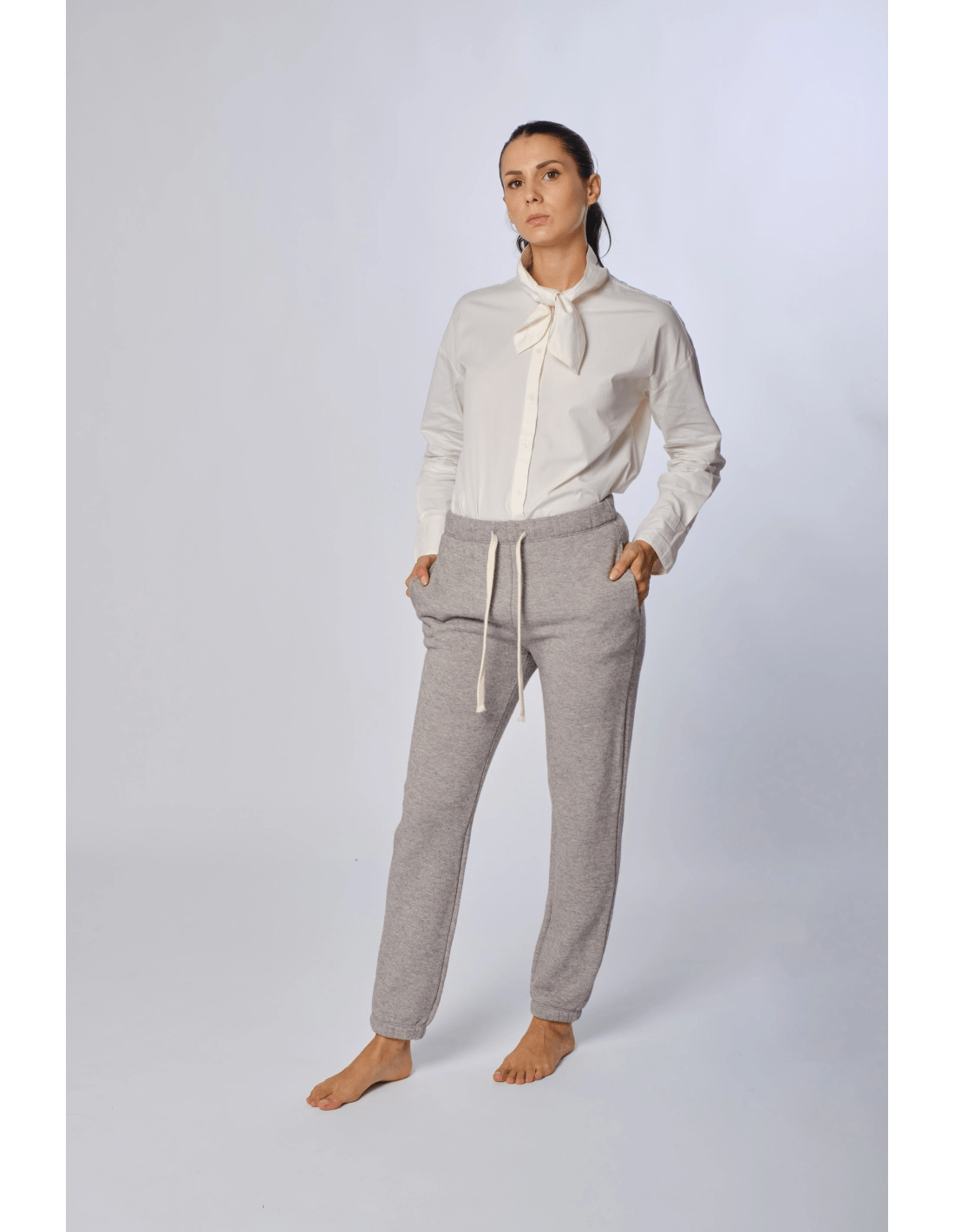 Pantalone jogger japan fondo elastico - MADAME VENICE - FW24 - P07 - JAPAN SOFT WOOL - GREY MELANGE - XS