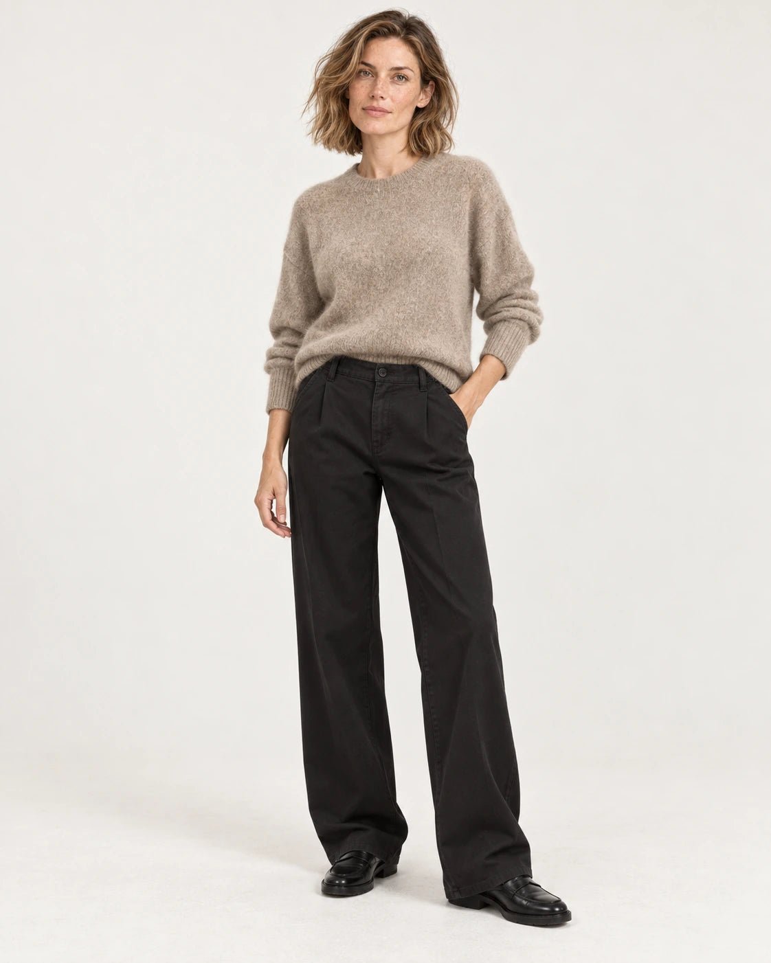 Pantalone lungo nero, vista frontale - MADAME VENICE - FW25 - PATRIZIA - CAPITALE #Colore_Black