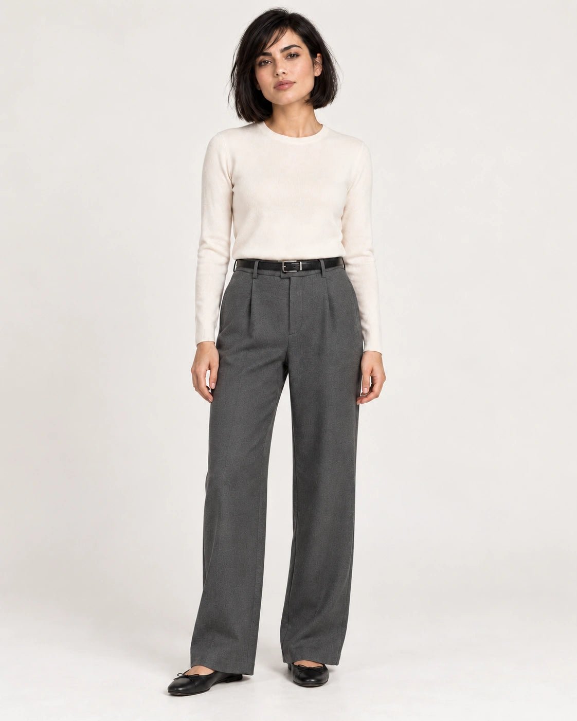 Pantalone pence grigio scuro, vista frontale - MADAME VENICE - FW26 - PRIMA - LANA JESI #Colore_Grigio Scuro